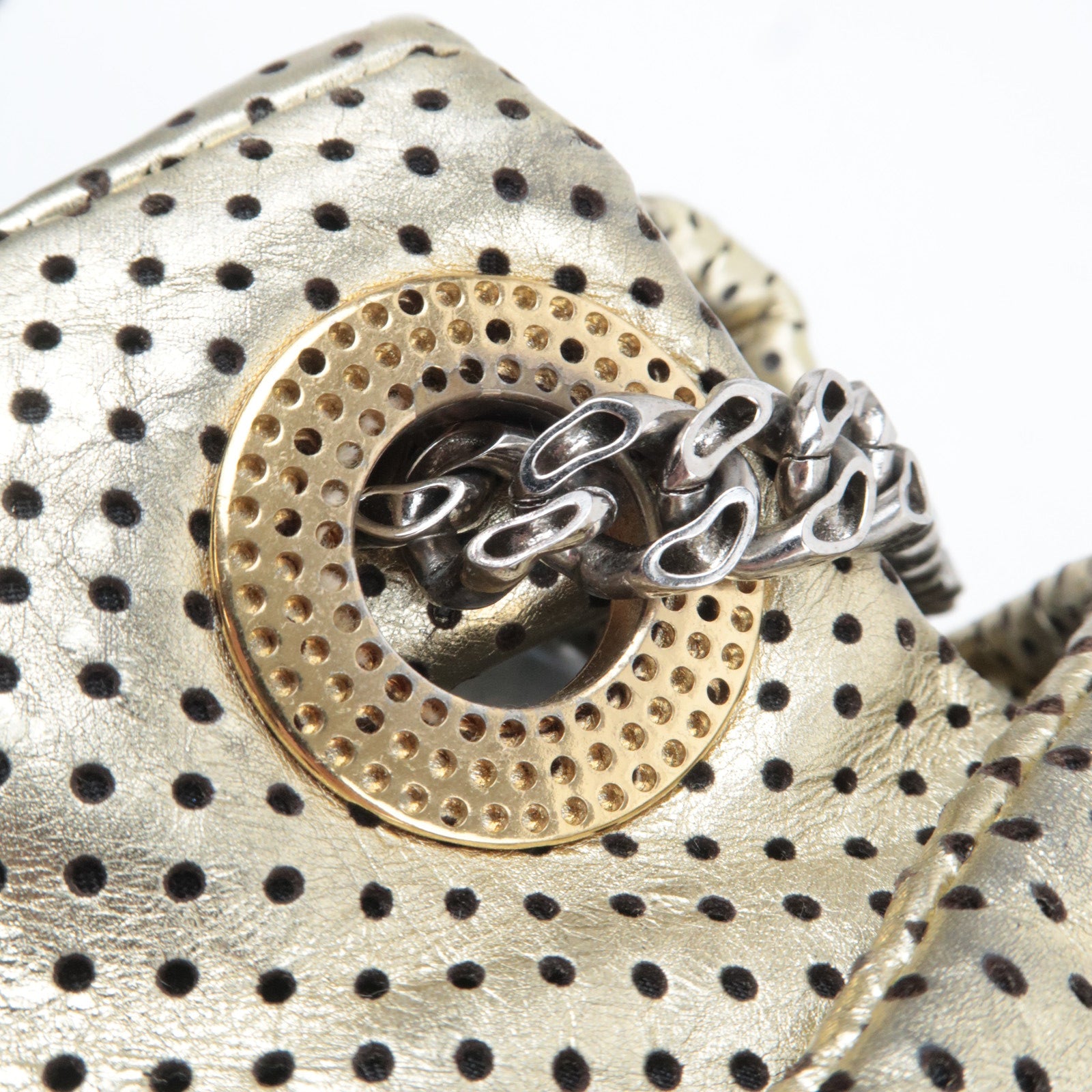 CHANEL 2.55 Perforated Leather Chain Shoulder Bag Gold
