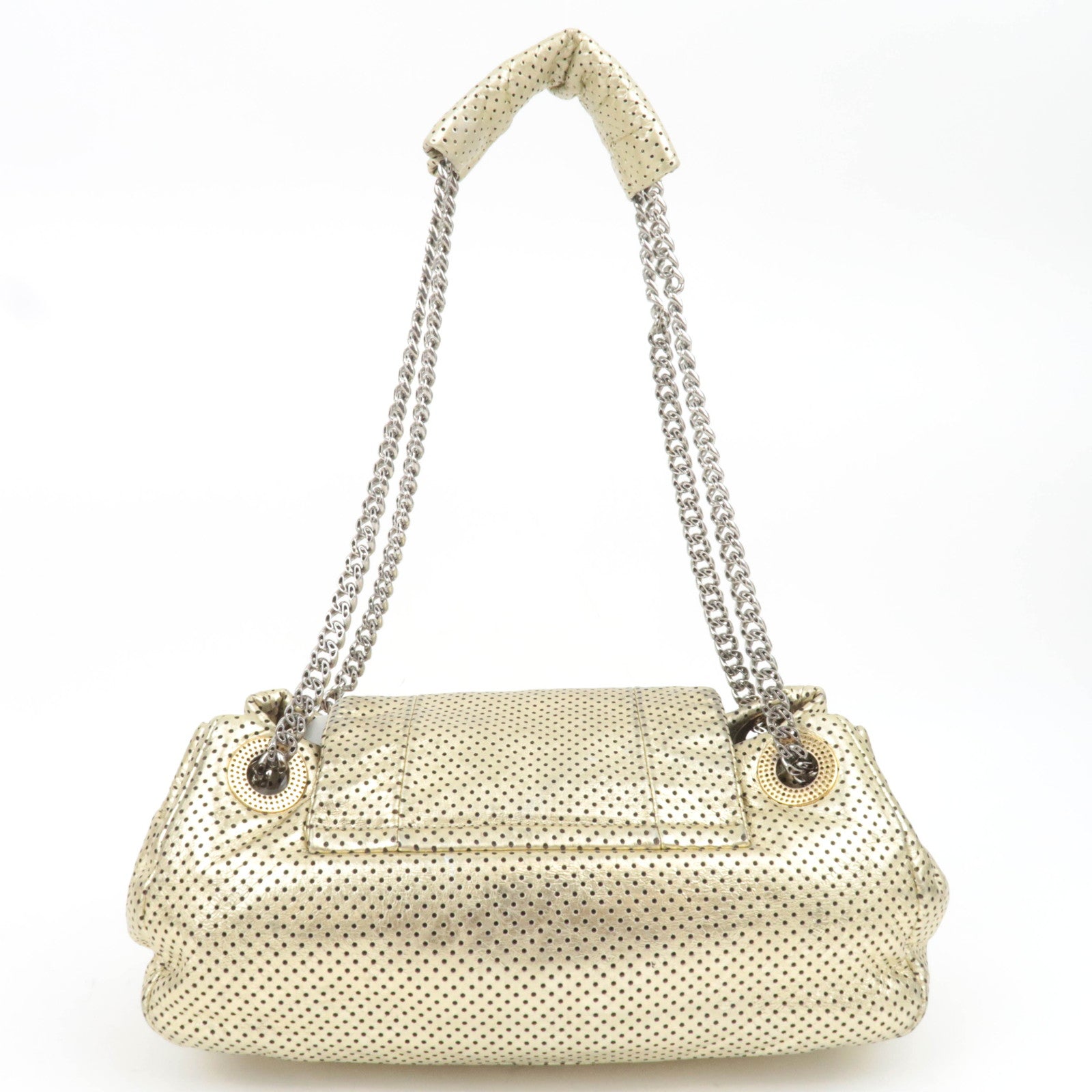 CHANEL 2.55 Perforated Leather Chain Shoulder Bag Gold
