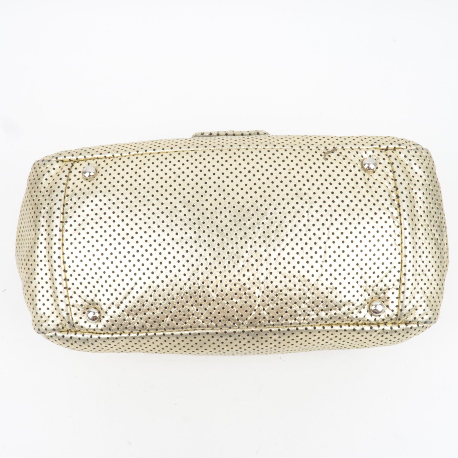 CHANEL 2.55 Perforated Leather Chain Shoulder Bag Gold