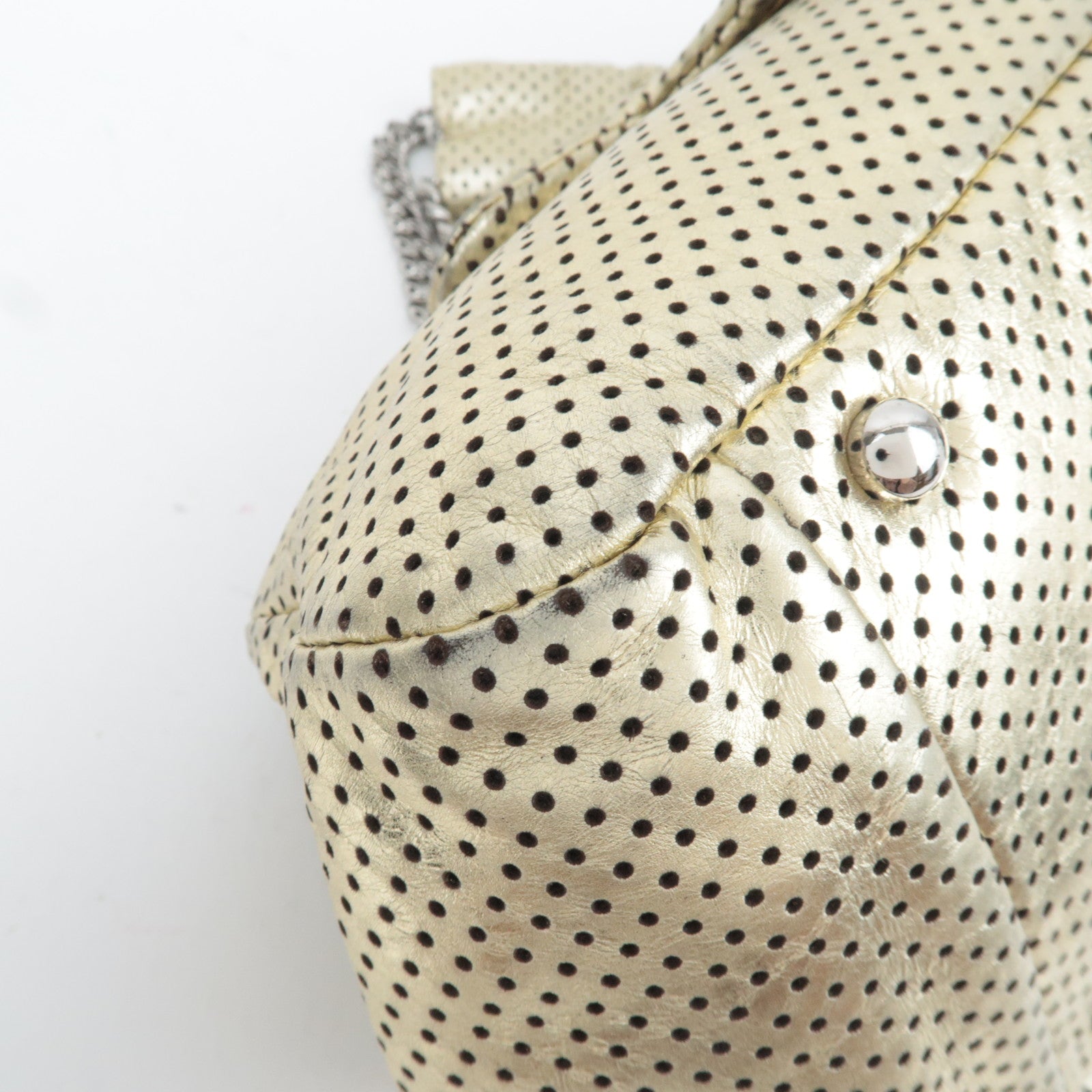 CHANEL 2.55 Perforated Leather Chain Shoulder Bag Gold