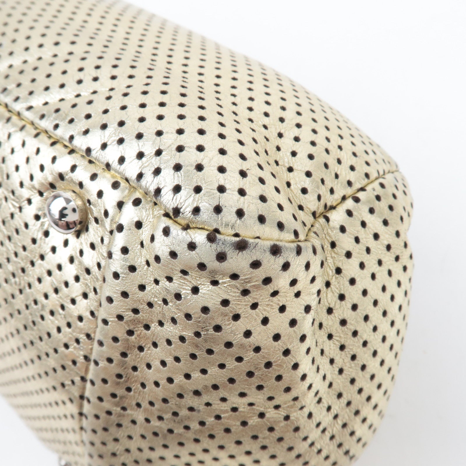 CHANEL 2.55 Perforated Leather Chain Shoulder Bag Gold