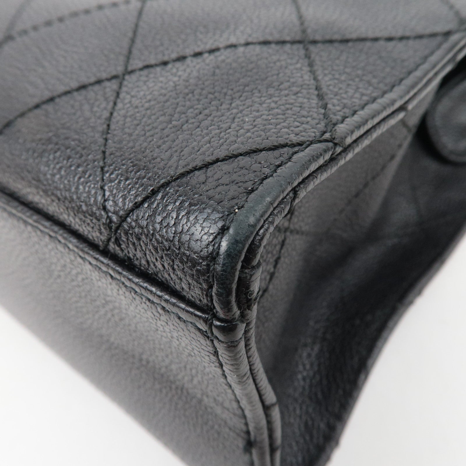 CHANEL Bicolore Tortoiseshell Handle Leather Tote Bag Black
