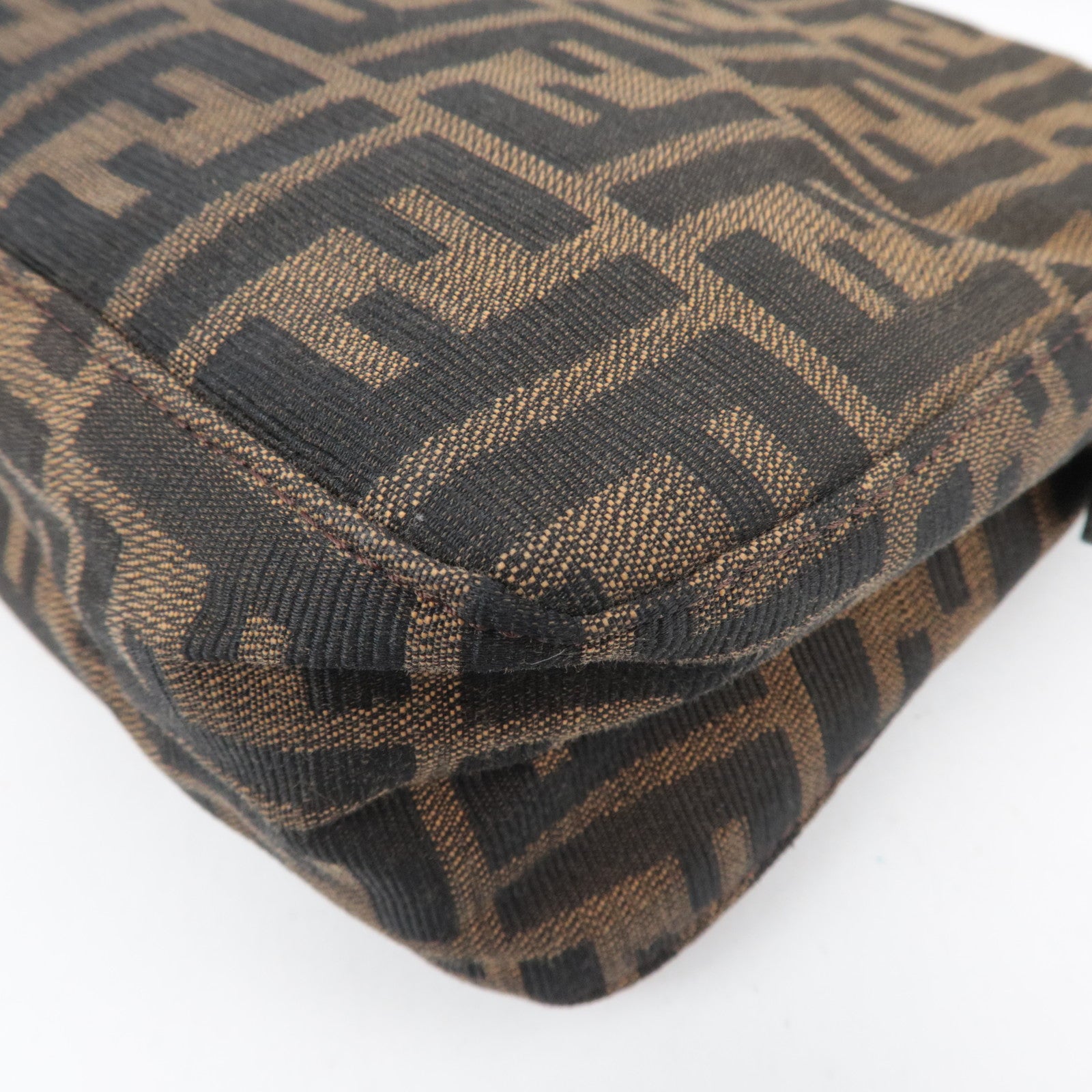FENDI Zucca Canvas Leather Shoulder Bag Brown 26566