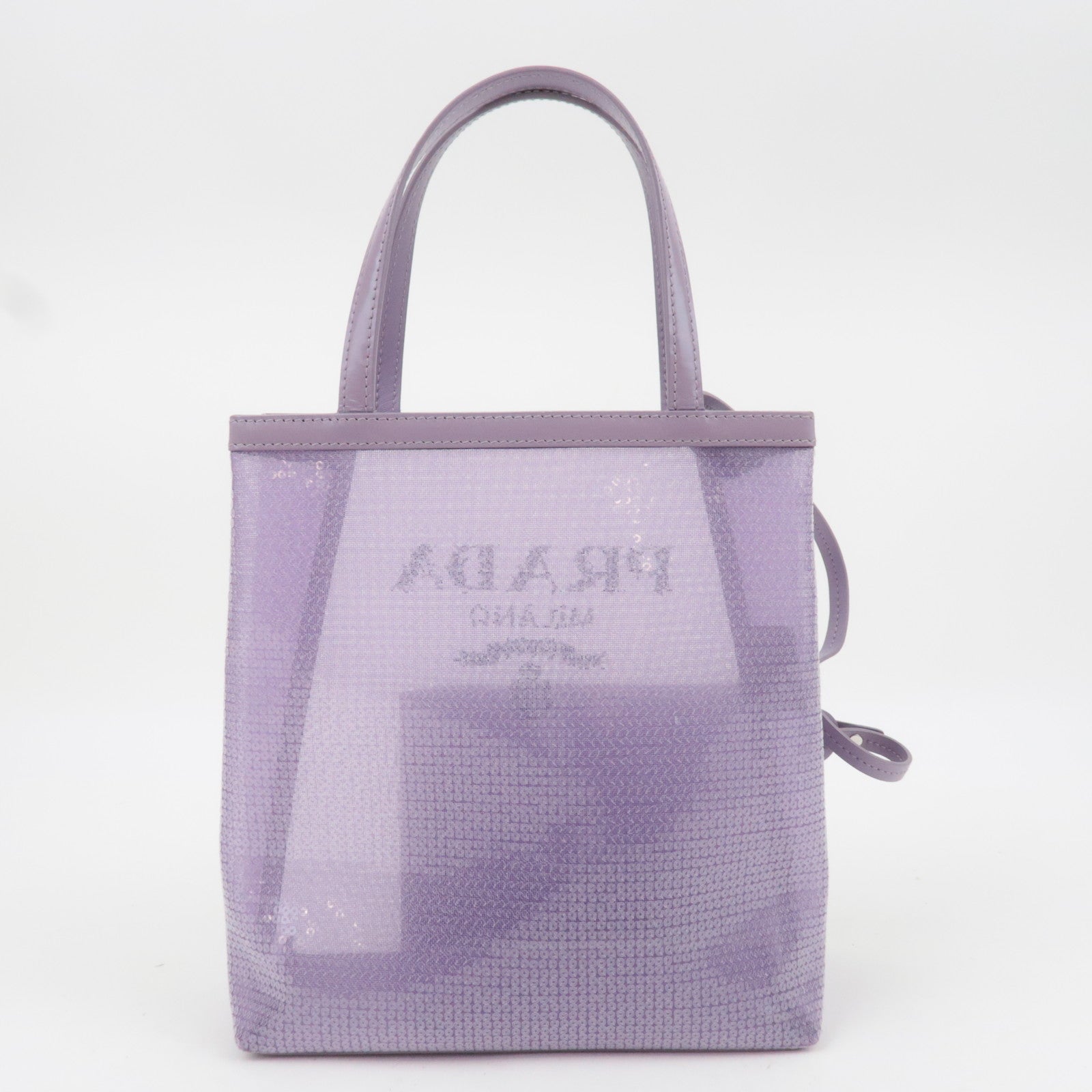 PRADA Small Sequin Mesh Hand Bag Purple 1BG417