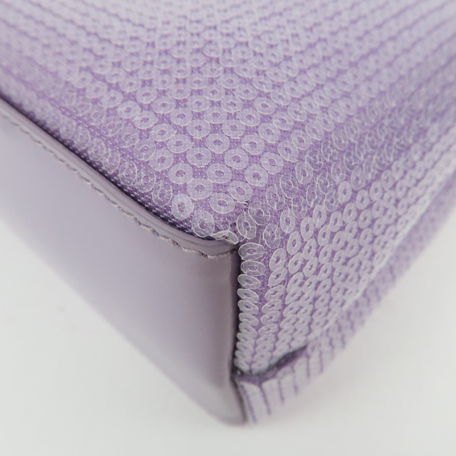 PRADA Small Sequin Mesh Hand Bag Purple 1BG417