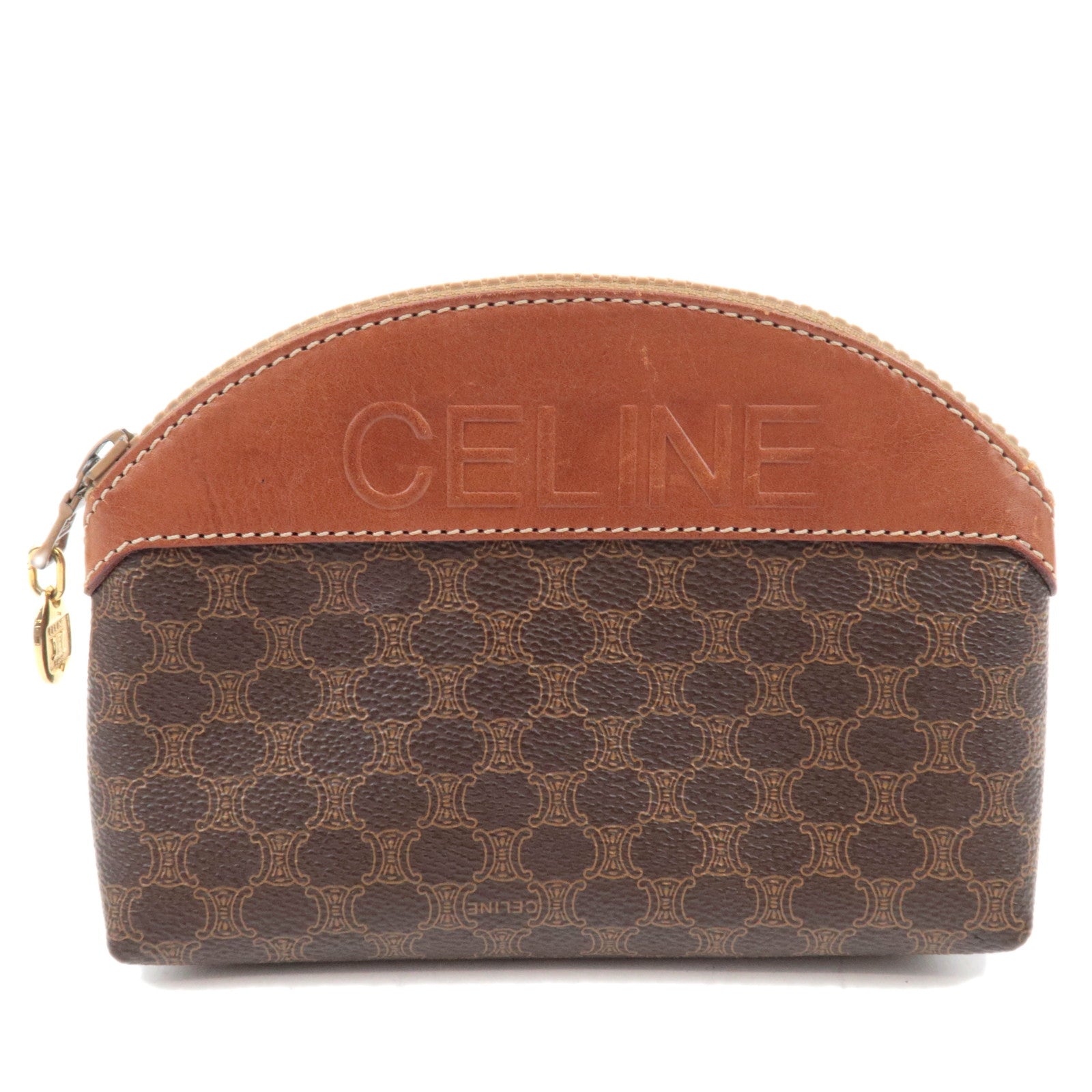 CELINE Macadam PVC Leather Pouch Brown88656
