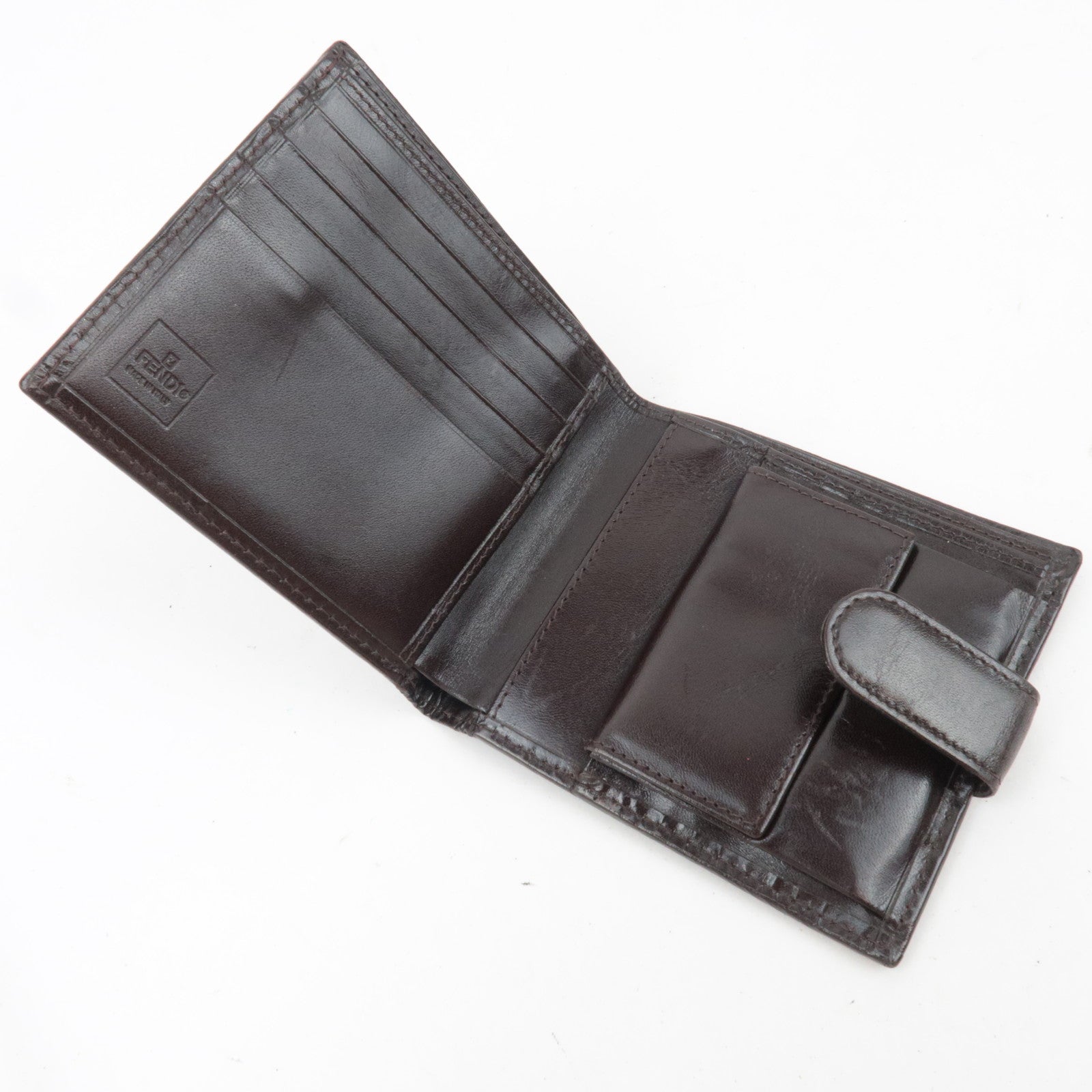 FENDI Zucca Canvas Wallet Brown Black 15814