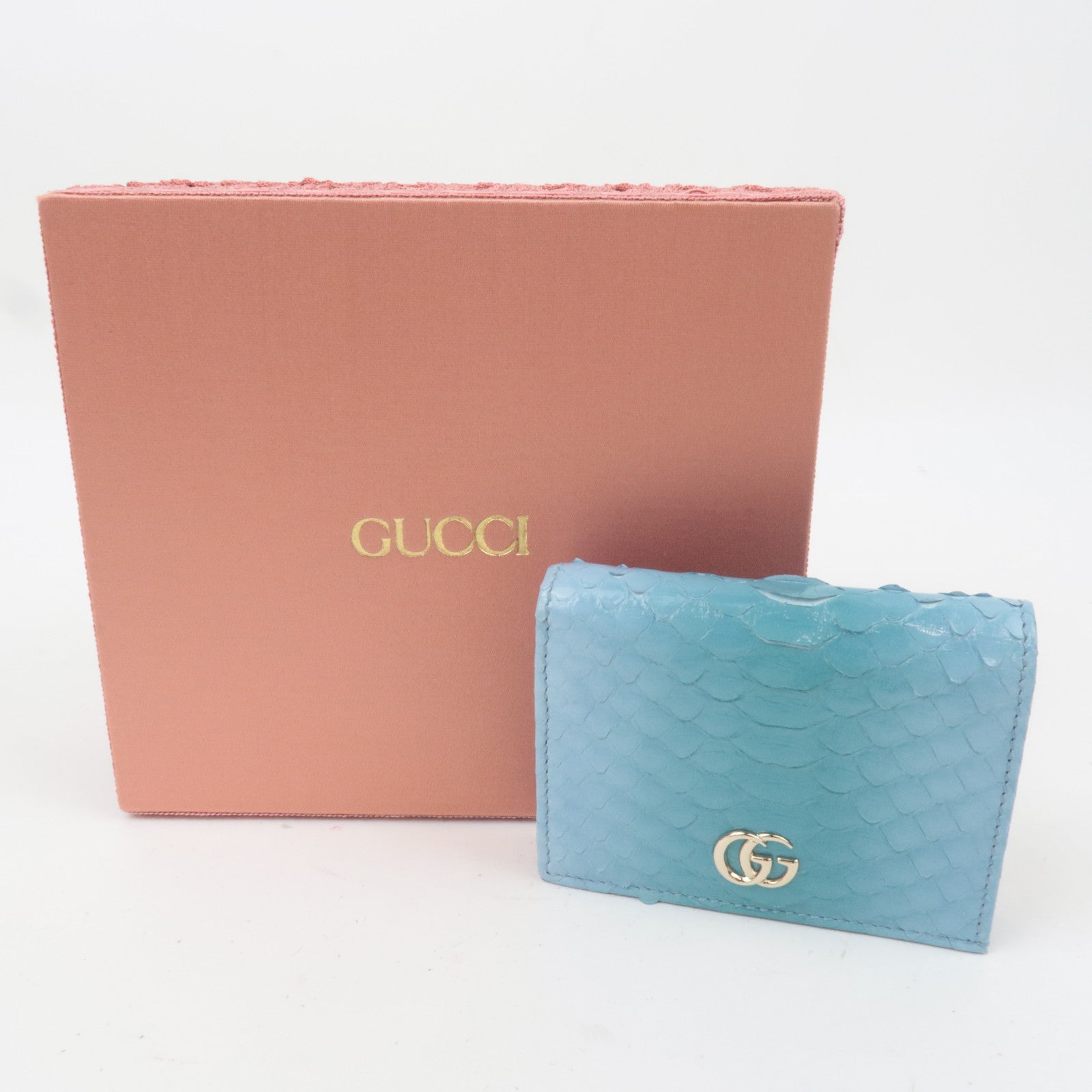 GUCCI GG Marmont Python Wallet Light Blue 456126