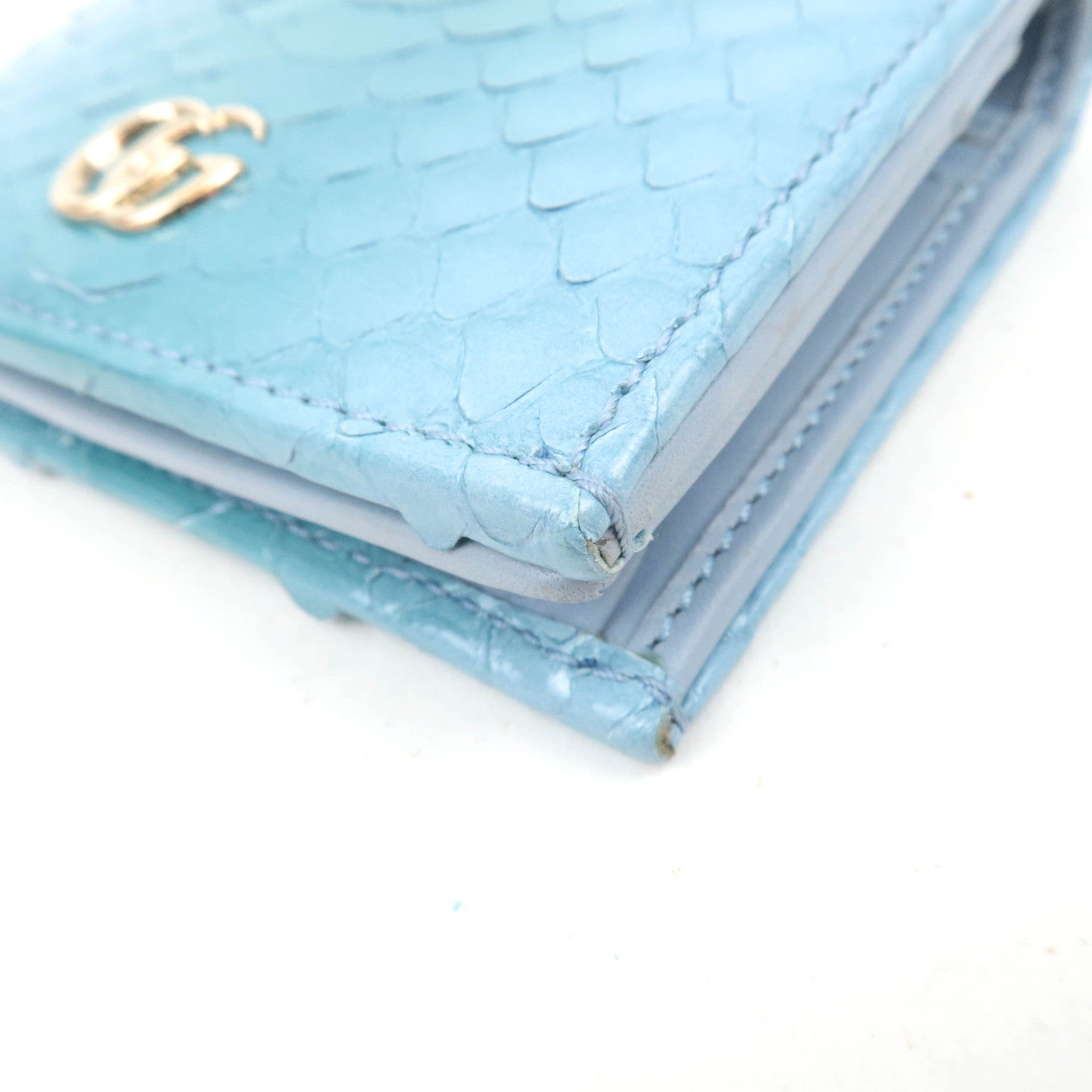 GUCCI GG Marmont Python Wallet Light Blue 456126