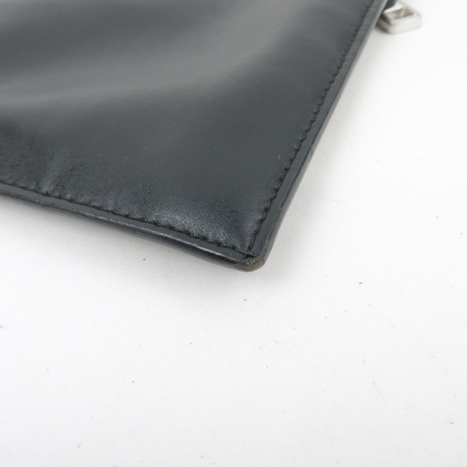 FENDI Zucca PVC Leather Clutch Bag Black Gray Yellow 7N0110