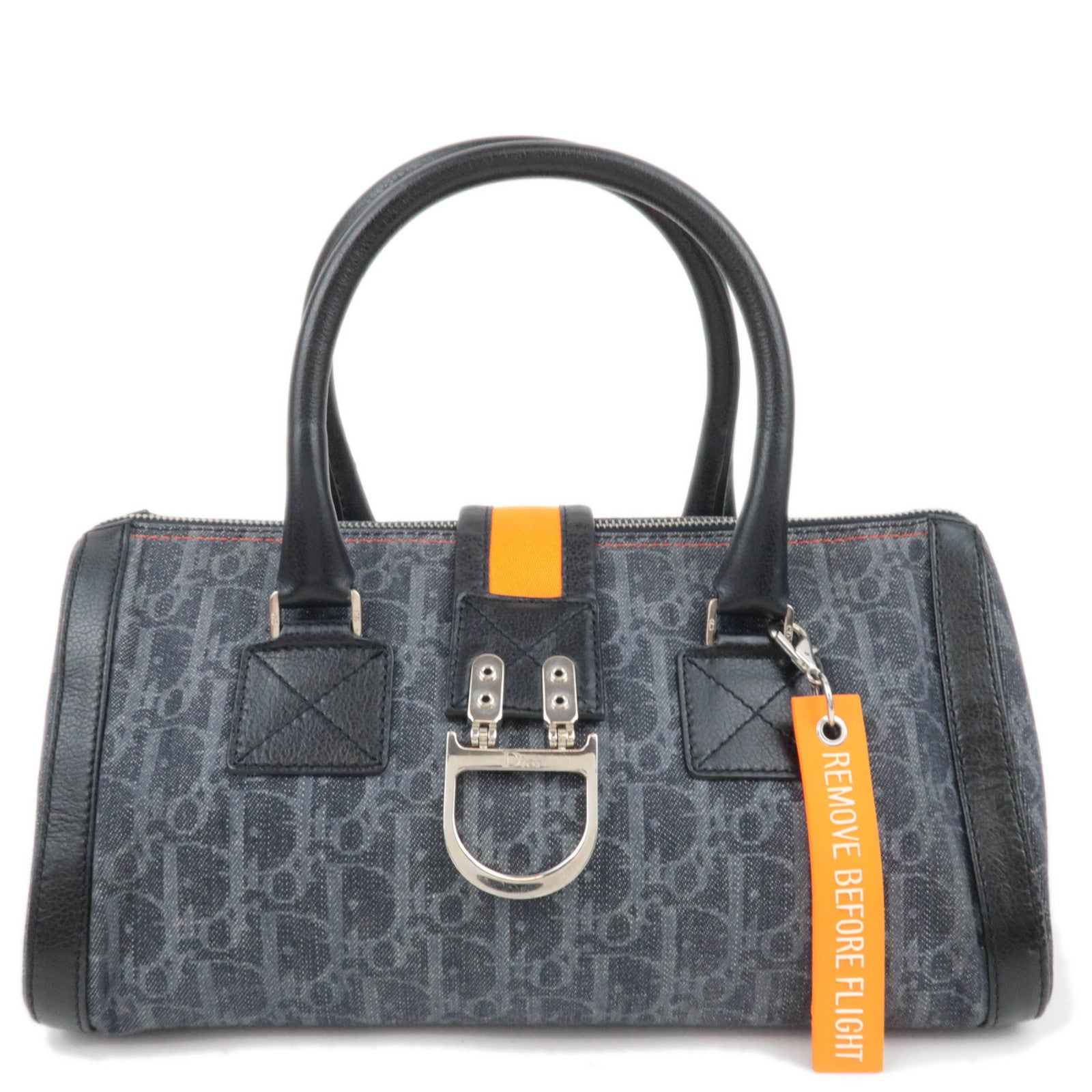 Christian Dior Flightline Denim Handbag Navy Orange88672