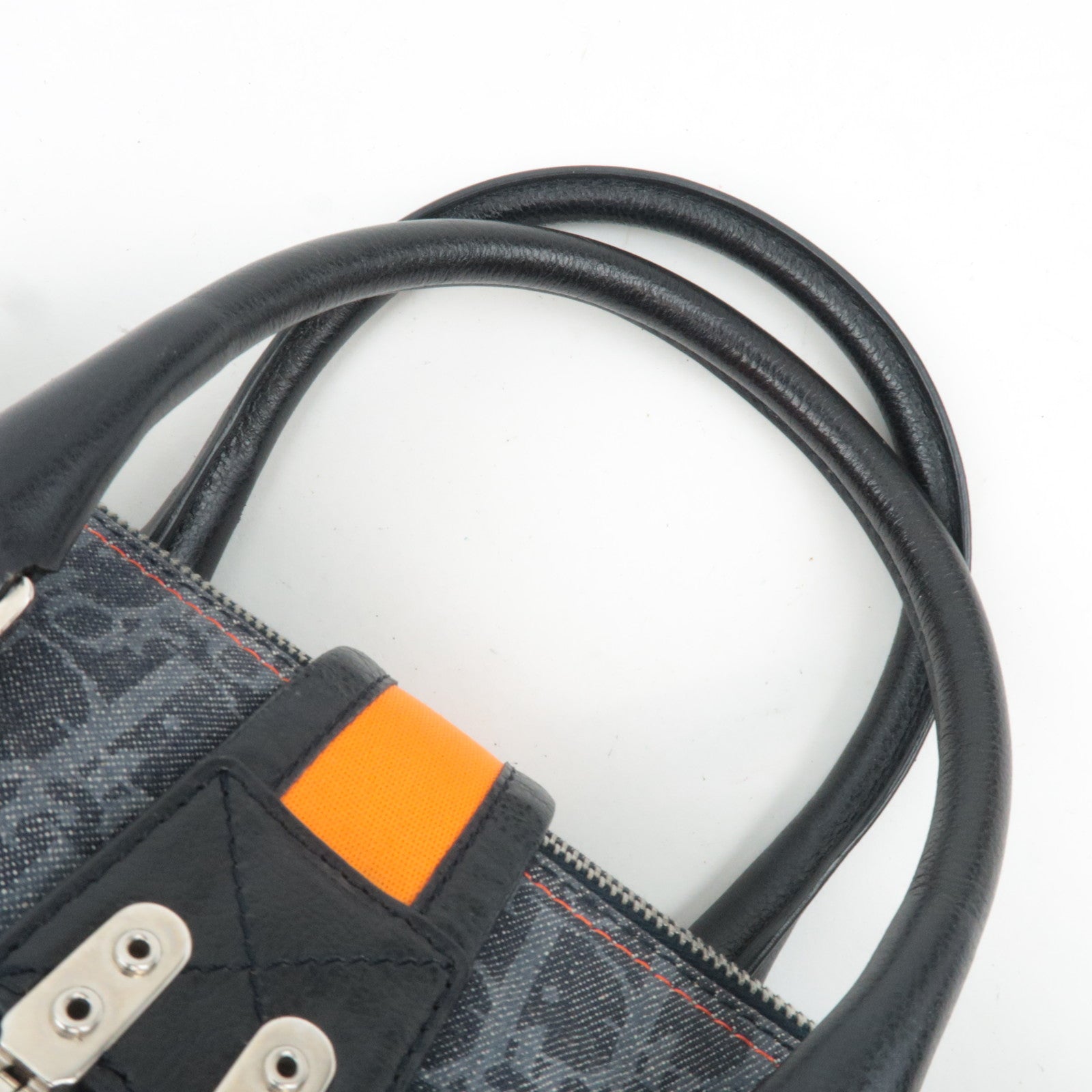 Christian Dior Flightline Denim Handbag Navy Orange