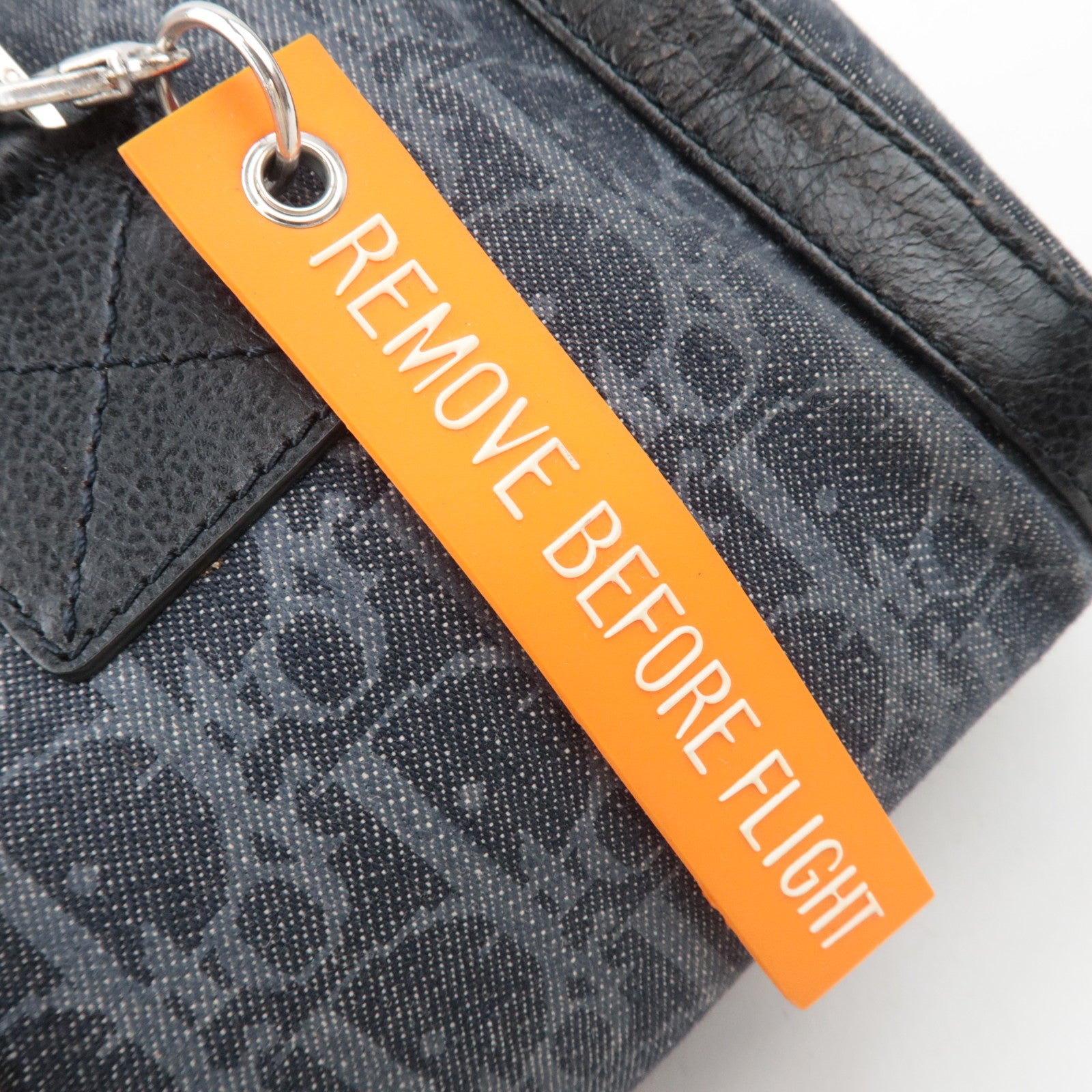 Christian Dior Flightline Denim Handbag Navy Orange