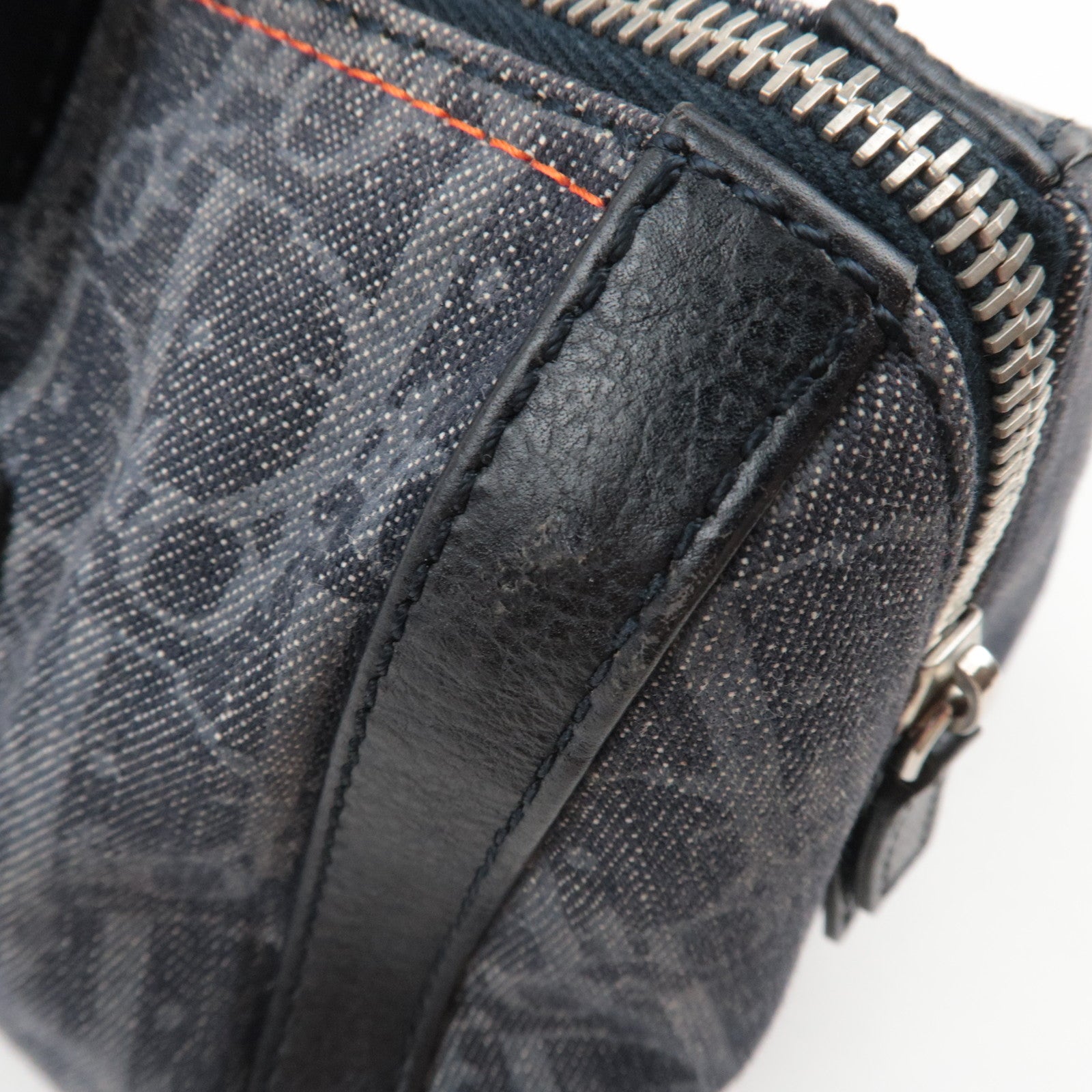 Christian Dior Flightline Denim Handbag Navy Orange