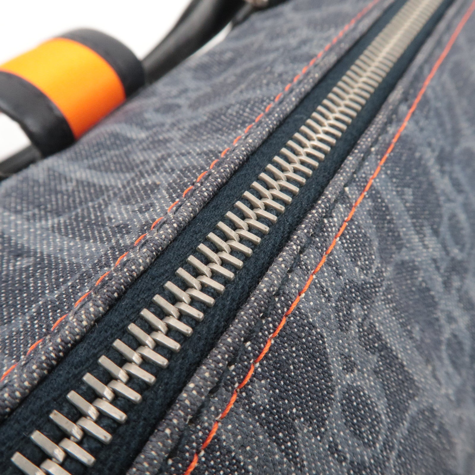 Christian Dior Flightline Denim Handbag Navy Orange