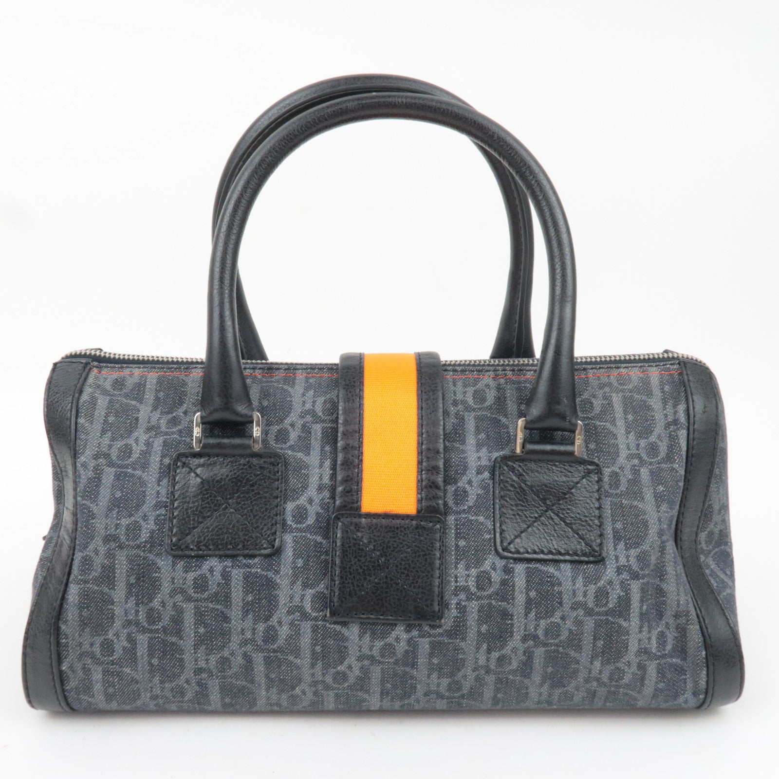 Christian Dior Flightline Denim Handbag Navy Orange