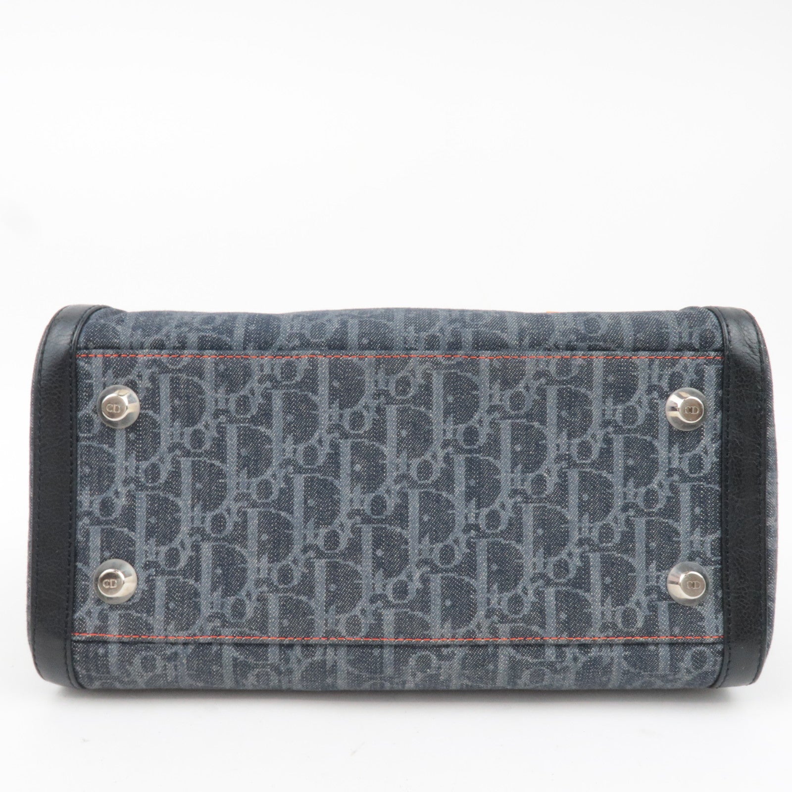 Christian Dior Flightline Denim Handbag Navy Orange
