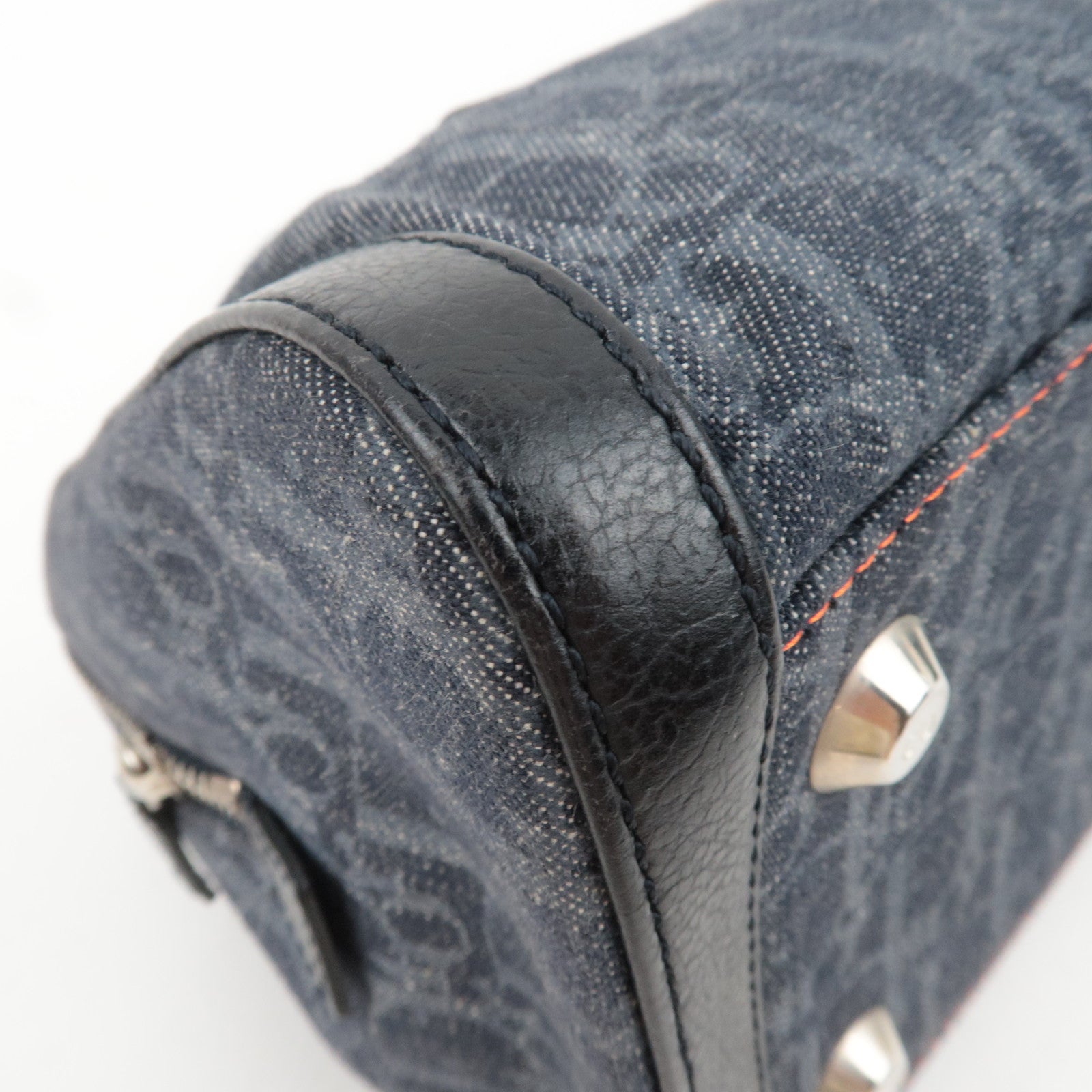Christian Dior Flightline Denim Handbag Navy Orange