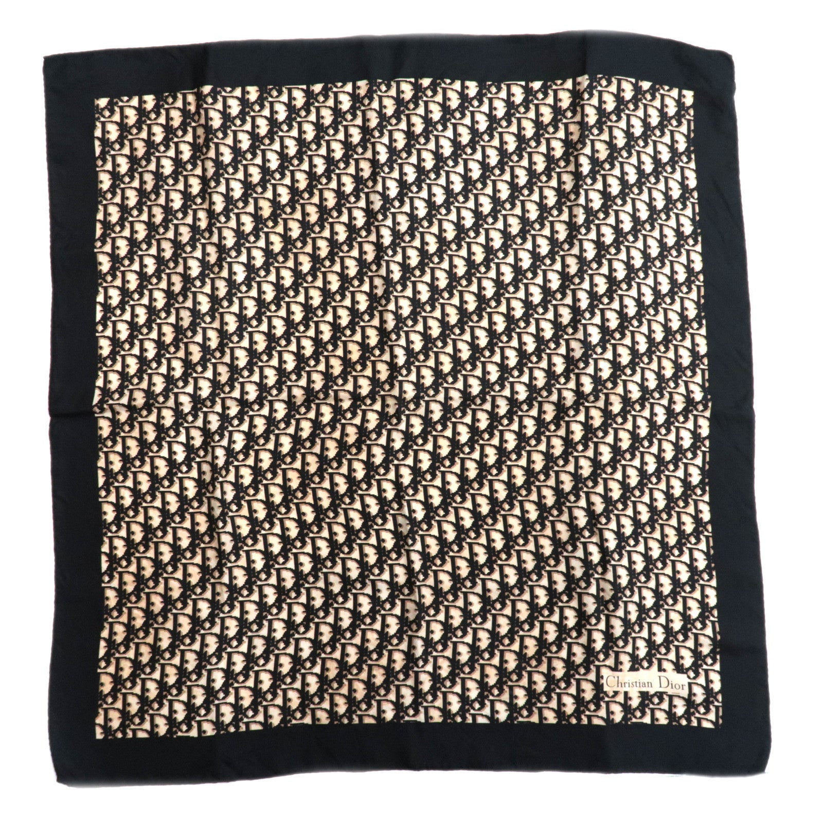 Christian Dior Trotter Scarf 100% Silk Navy Beige88682