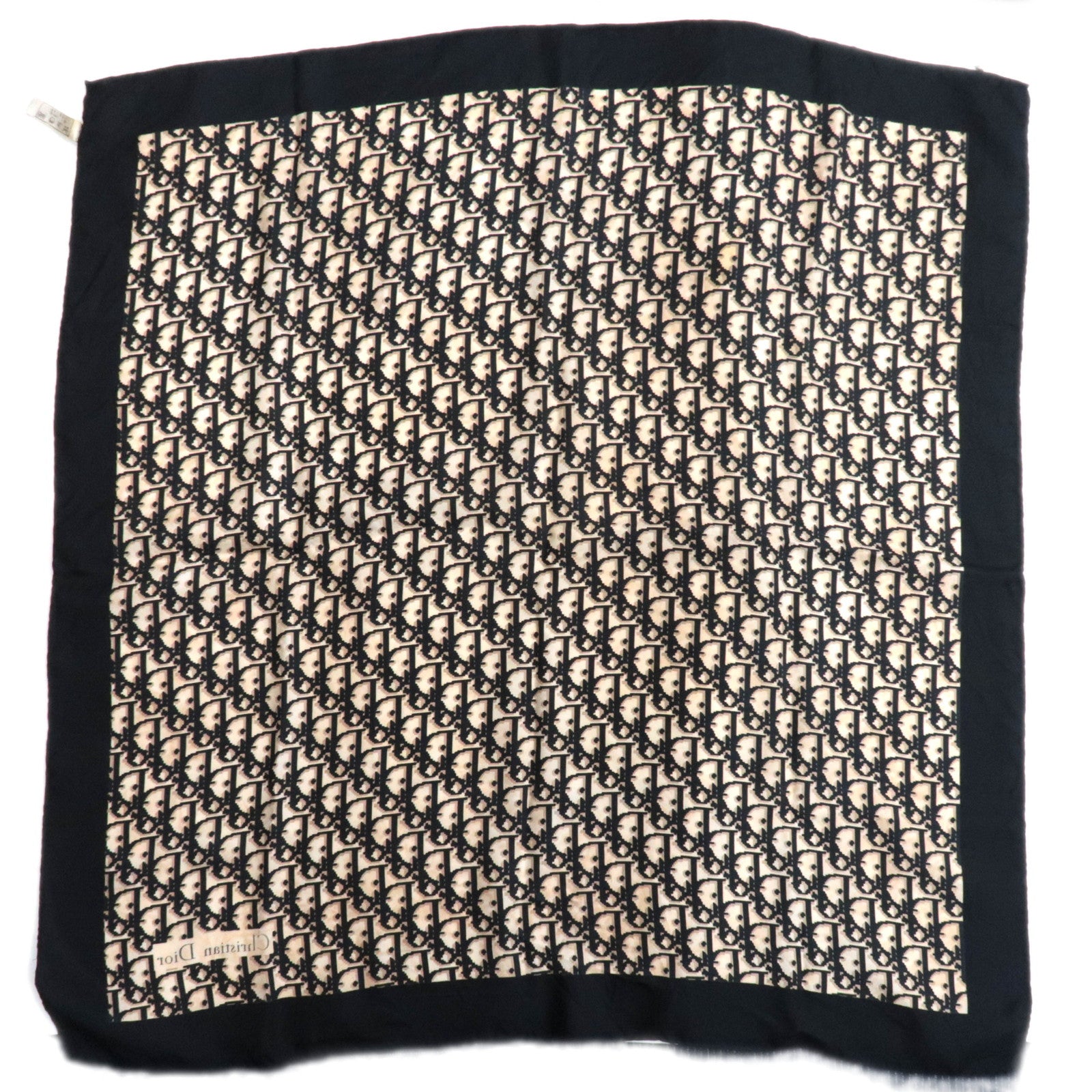 Christian Dior Trotter Scarf 100% Silk Navy Beige