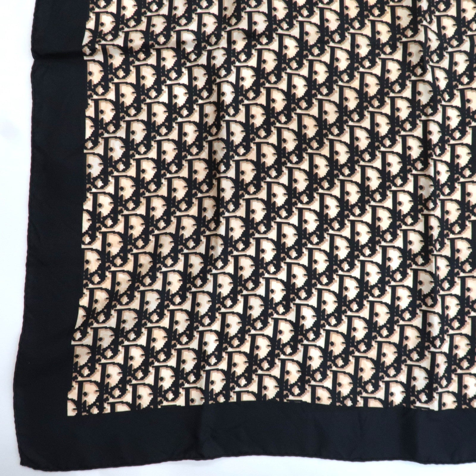 Christian Dior Trotter Scarf 100% Silk Navy Beige