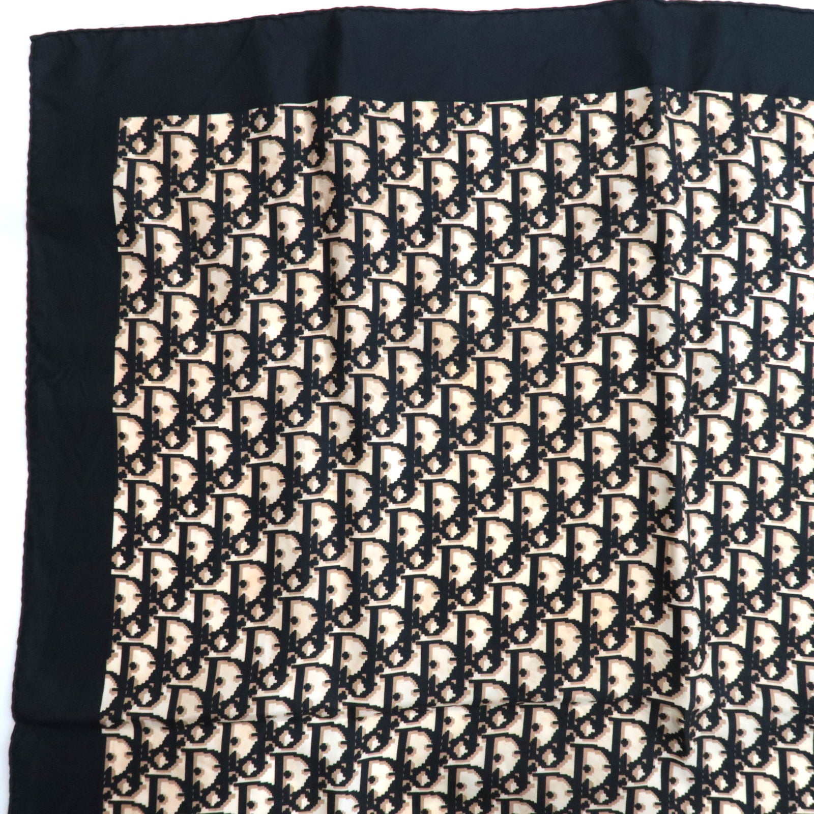 Christian Dior Trotter Scarf 100% Silk Navy Beige