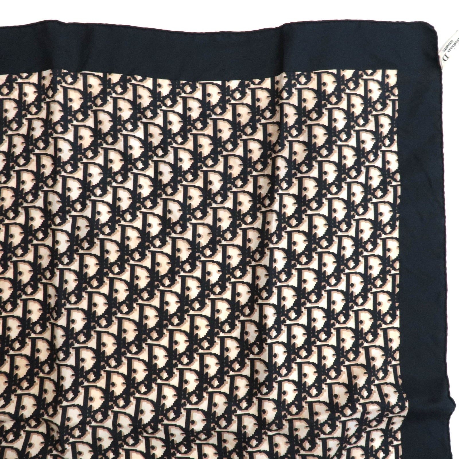 Christian Dior Trotter Scarf 100% Silk Navy Beige
