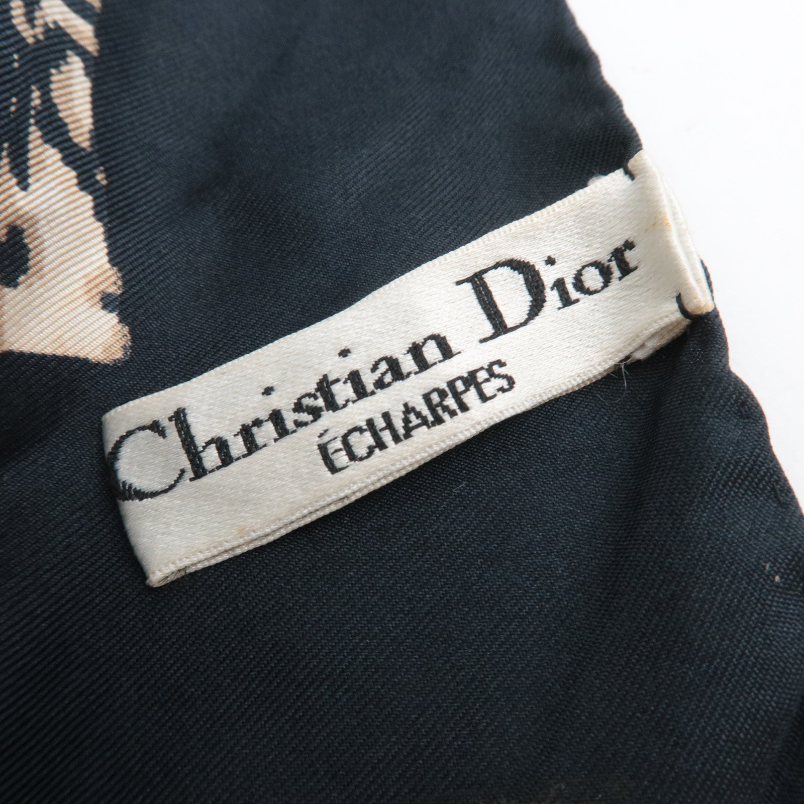 Christian Dior Trotter Scarf 100% Silk Navy Beige