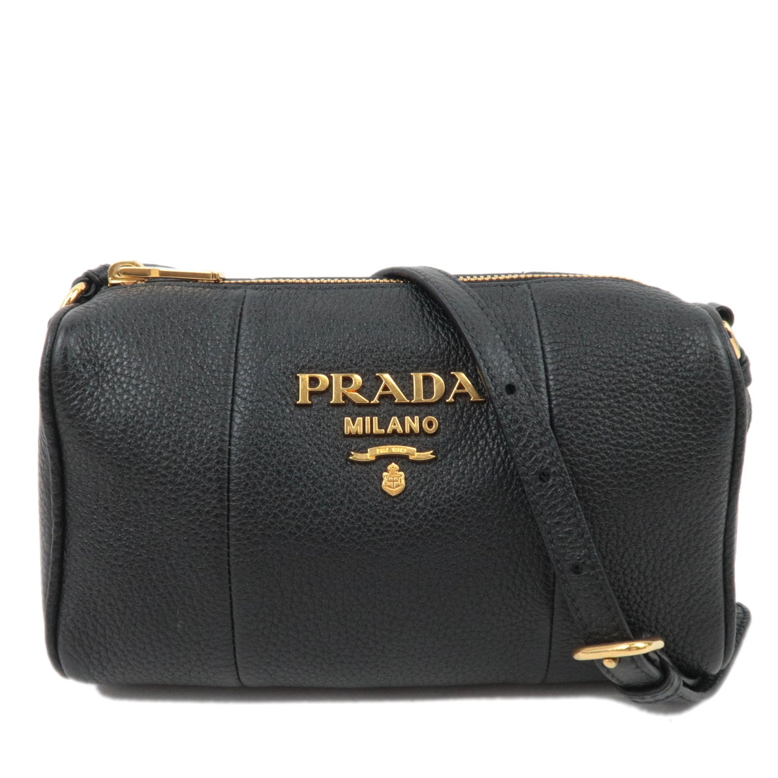 PRADA Vitello Phoenix Leather Shoulder Bag Black 1BH15788691