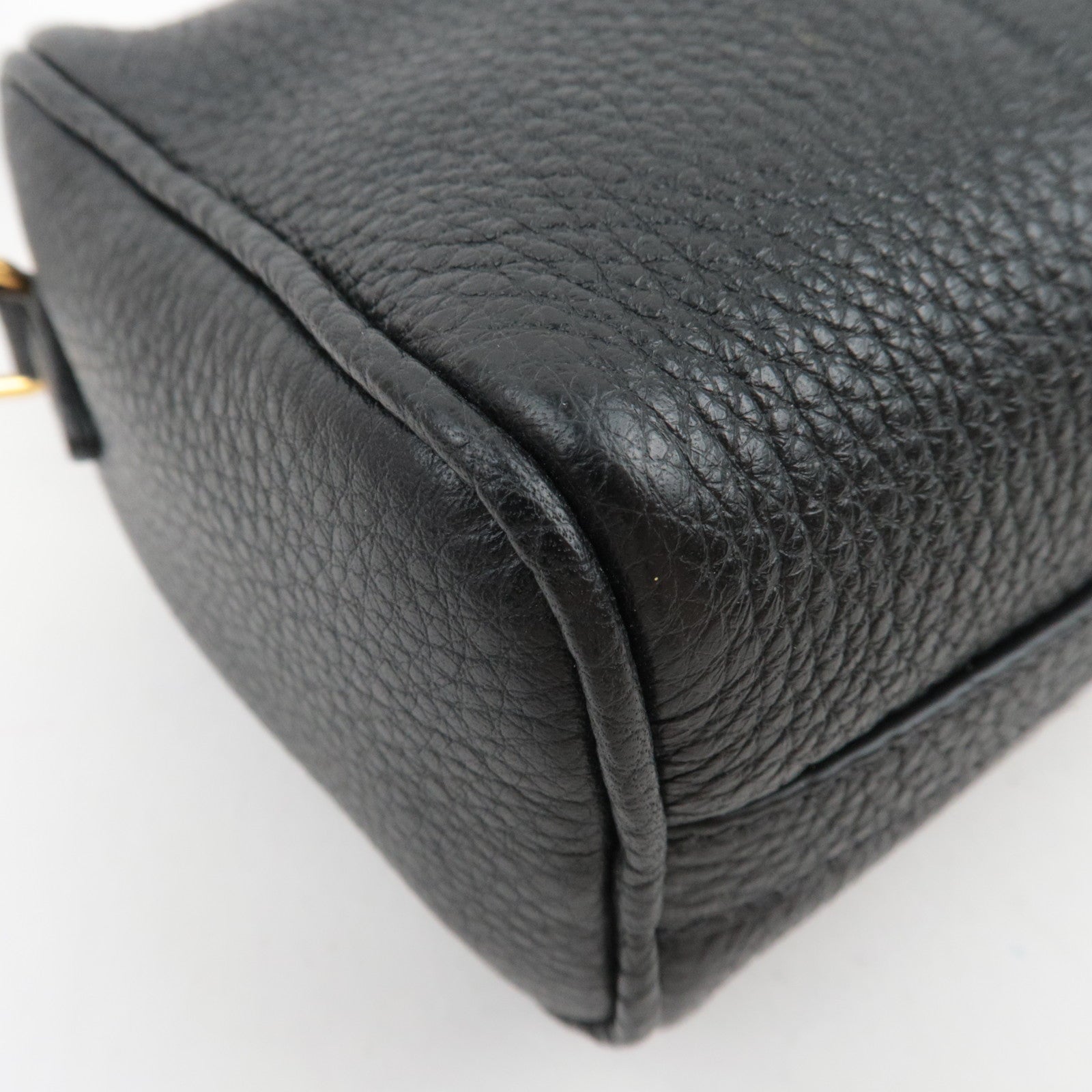 PRADA Vitello Phoenix Leather Shoulder Bag Black 1BH157