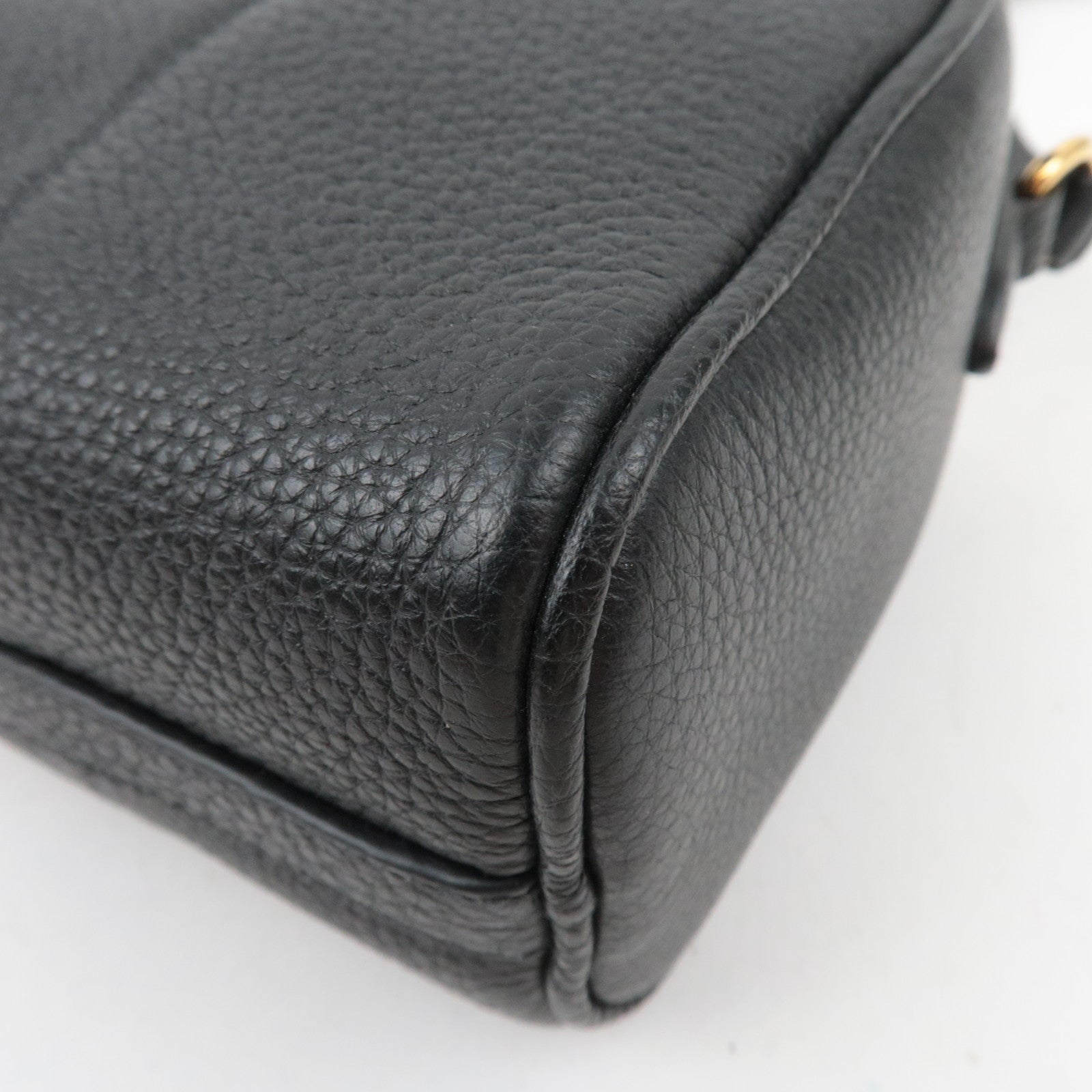 PRADA Vitello Phoenix Leather Shoulder Bag Black 1BH157