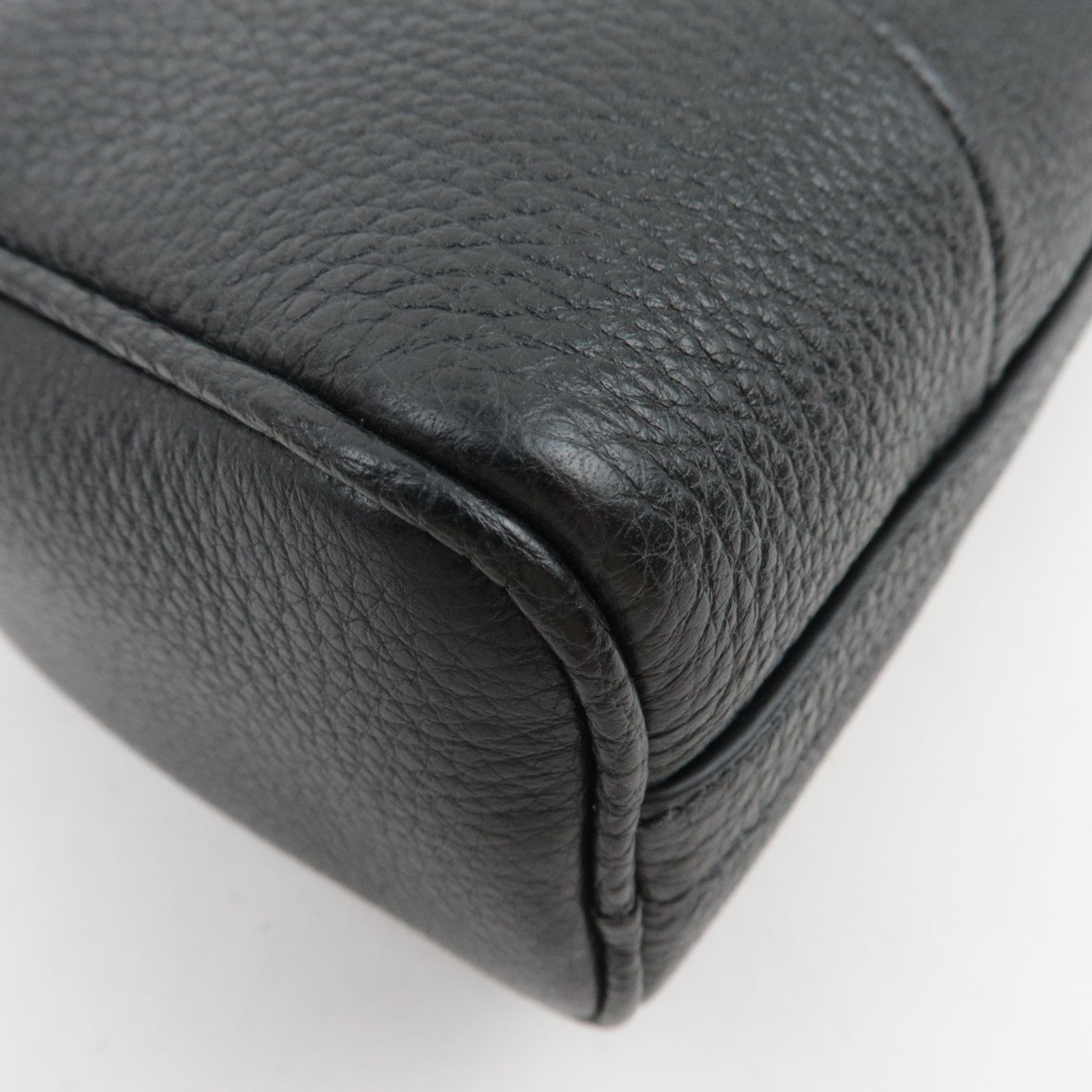 PRADA Vitello Phoenix Leather Shoulder Bag Black 1BH157