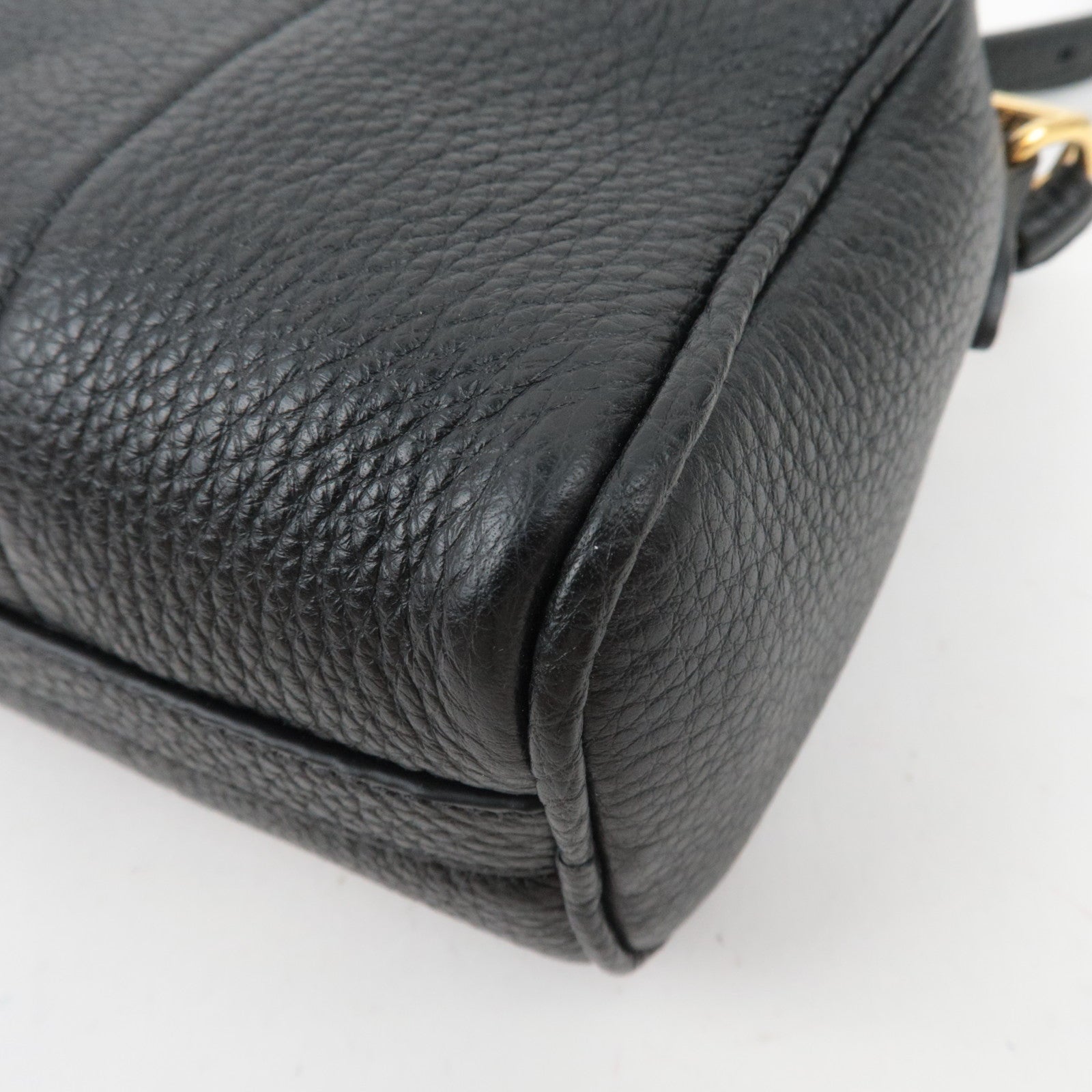 PRADA Vitello Phoenix Leather Shoulder Bag Black 1BH157