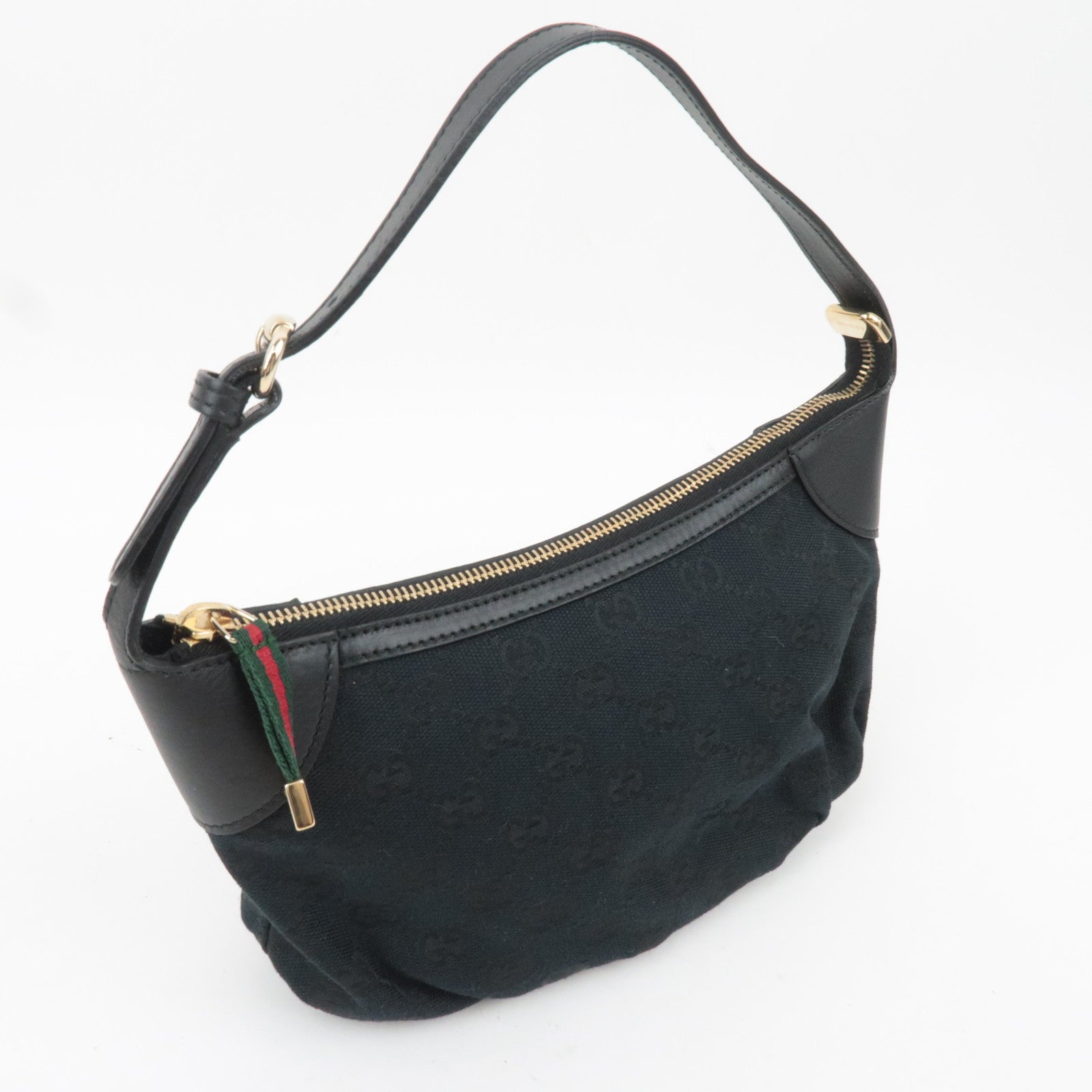 GUCCI Sherry GG Canvas Shoulder Bag Black 224093