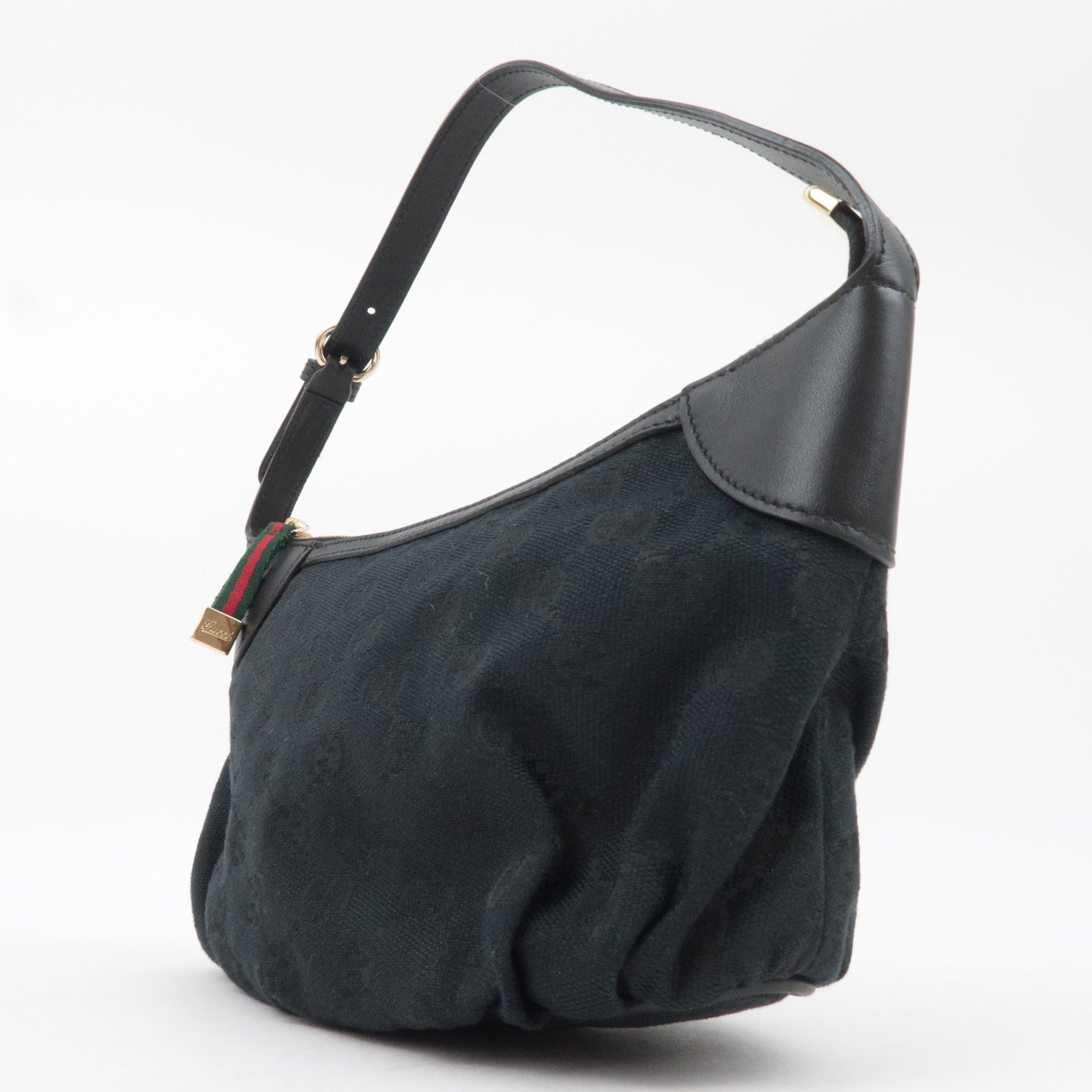 GUCCI Sherry GG Canvas Shoulder Bag Black 224093