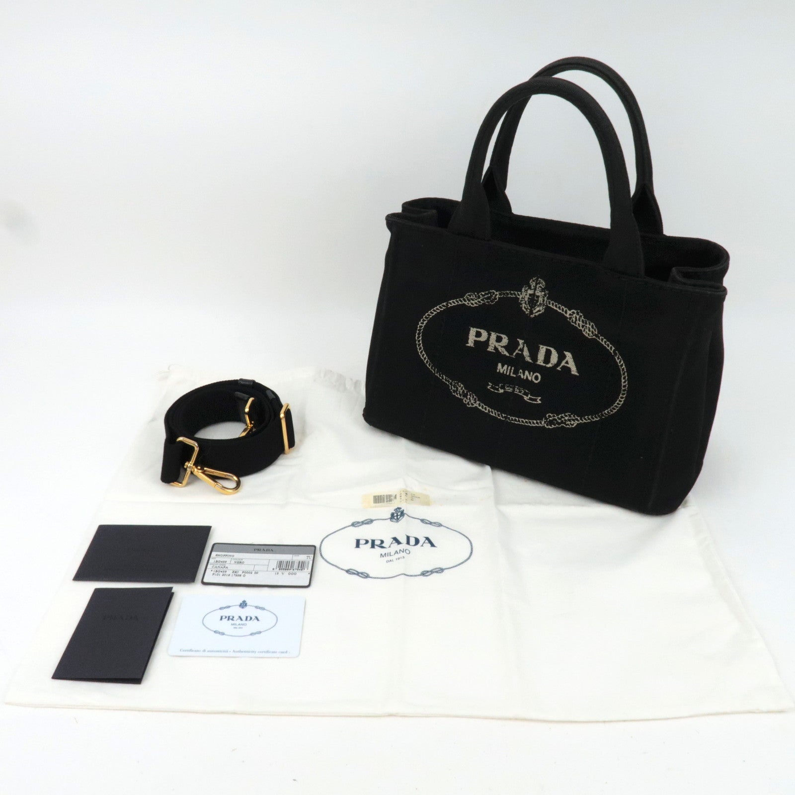 PPRADA Canapa Mini 2Way Canvas Tote Bag Black 1BG439