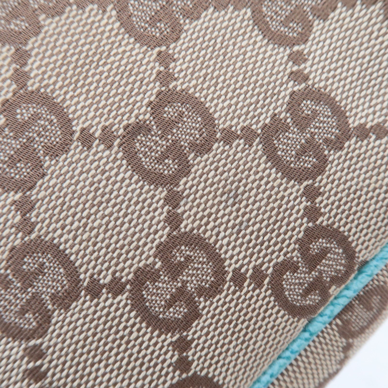 GUCCI GG Canvas Chain Small Shoulder Bag Beige Turquoise 120940