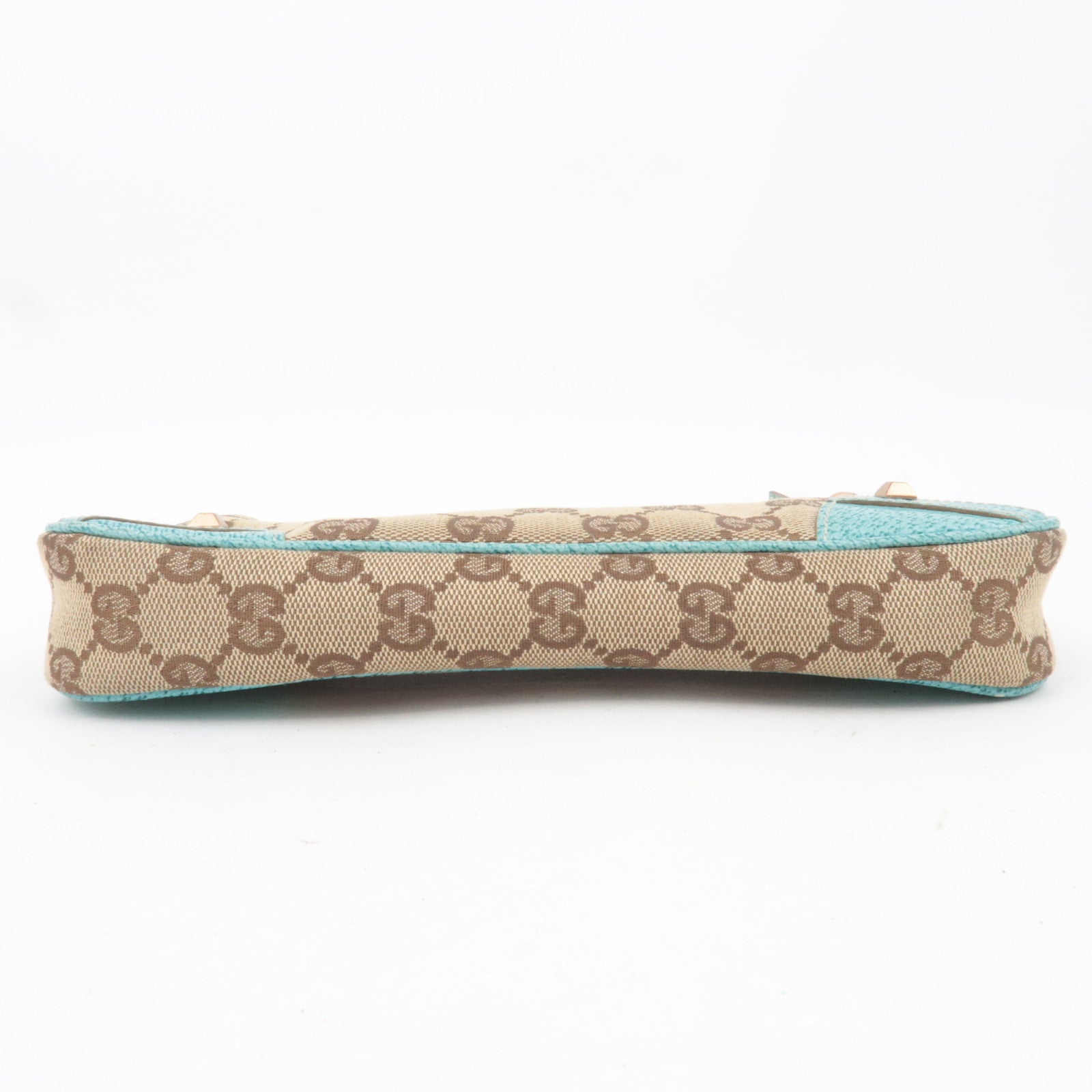 GUCCI GG Canvas Chain Small Shoulder Bag Beige Turquoise 120940