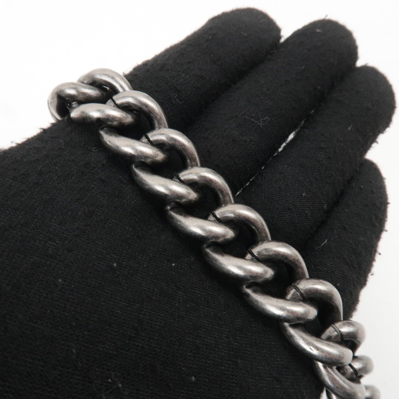 CHANEL Matelasse Lambskin Chain Shoulder Bag Black Brown Silver HDW