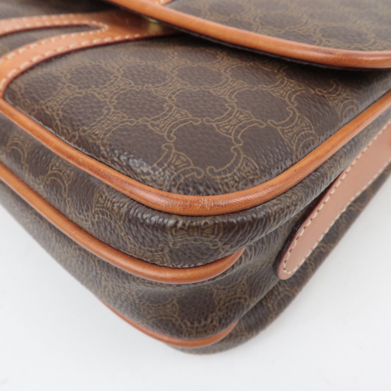 CELINE Macadam PVC Leather Shoulder Bag Brown
