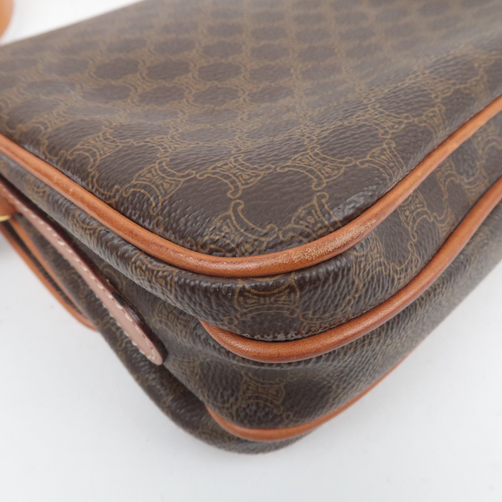 CELINE Macadam PVC Leather Shoulder Bag Brown