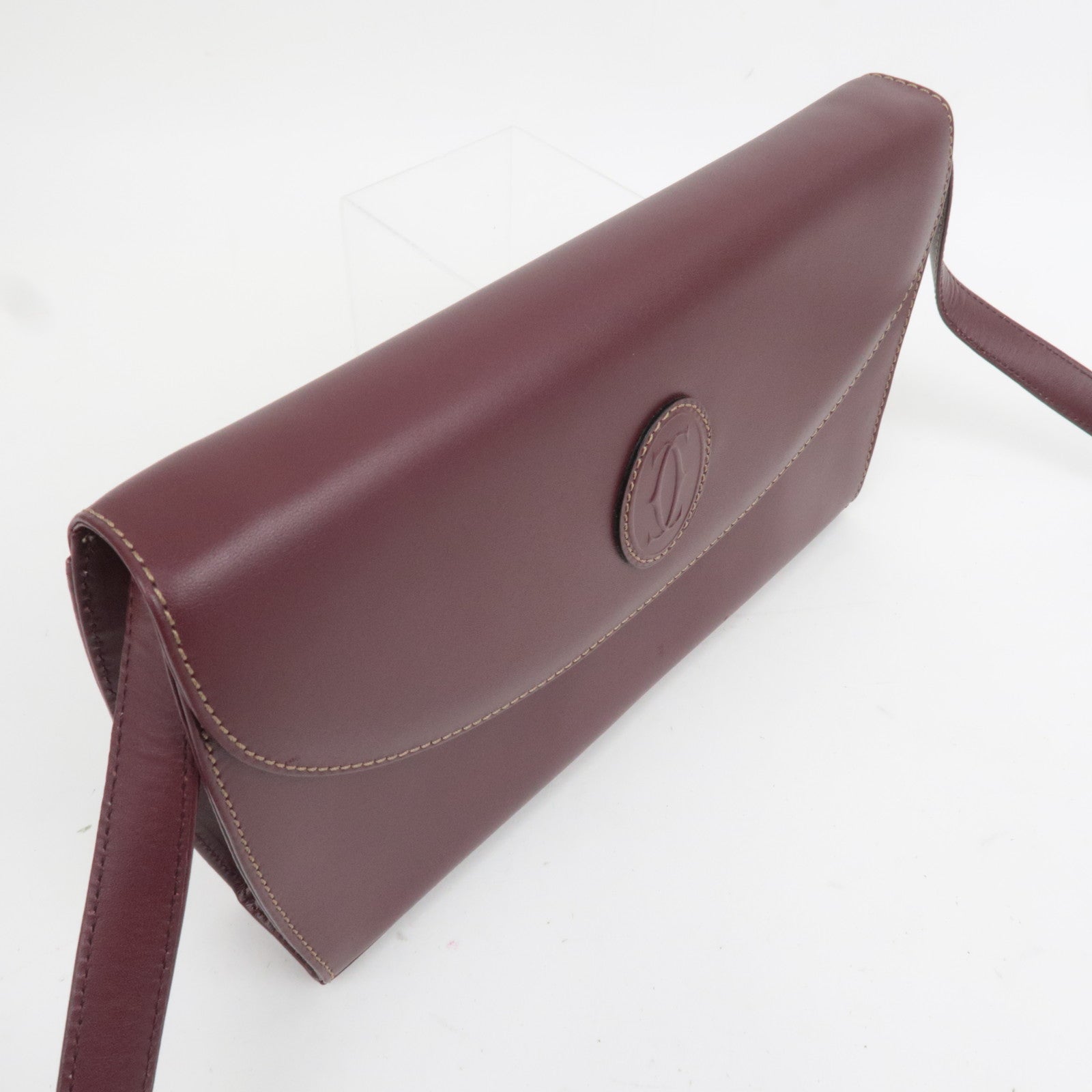 Cartier Must Line Leather Shoulder Bag Bordeaux