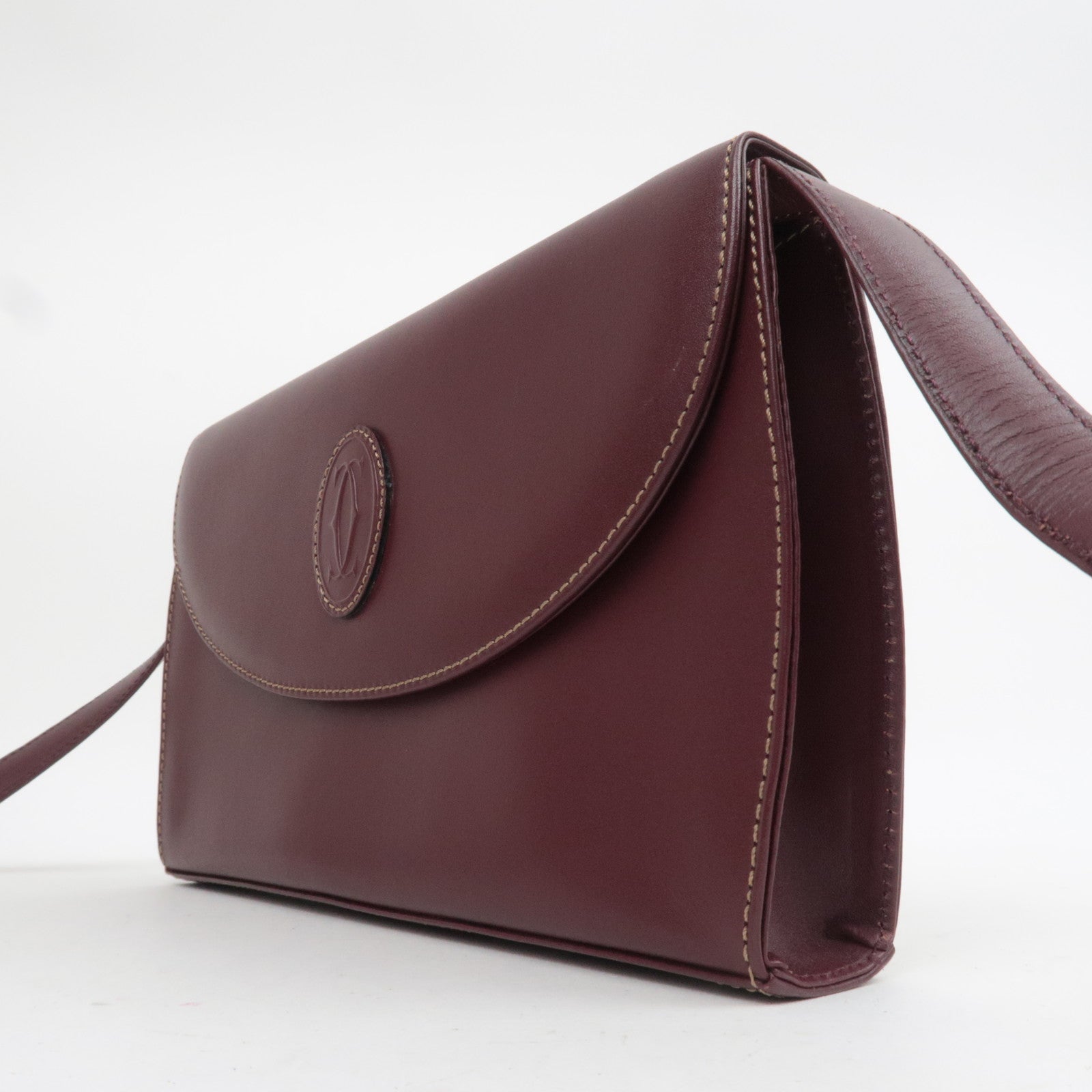 Cartier Must Line Leather Shoulder Bag Bordeaux