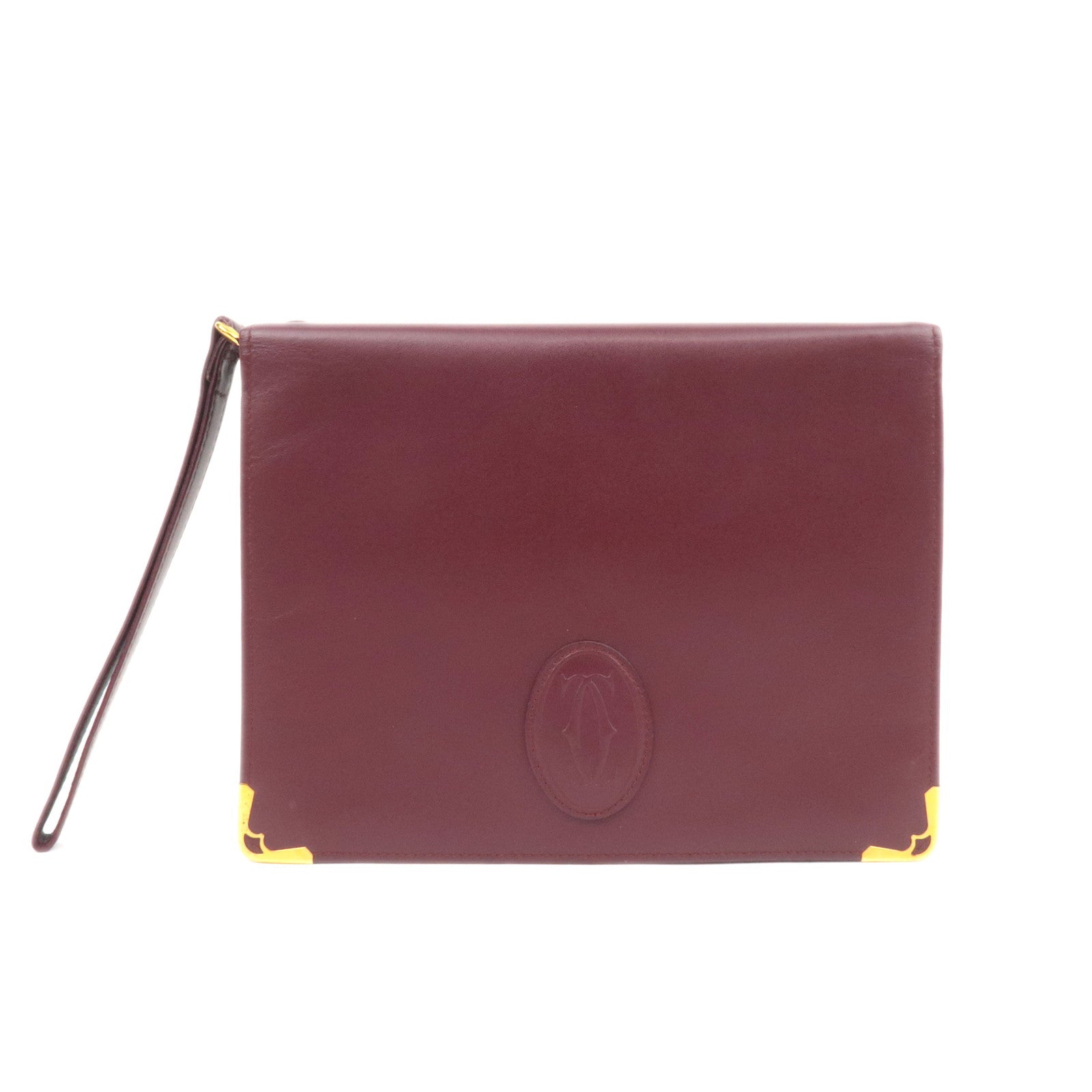 Cartier Must Line Leather Bifold Clutch Bag Bordeaux88755