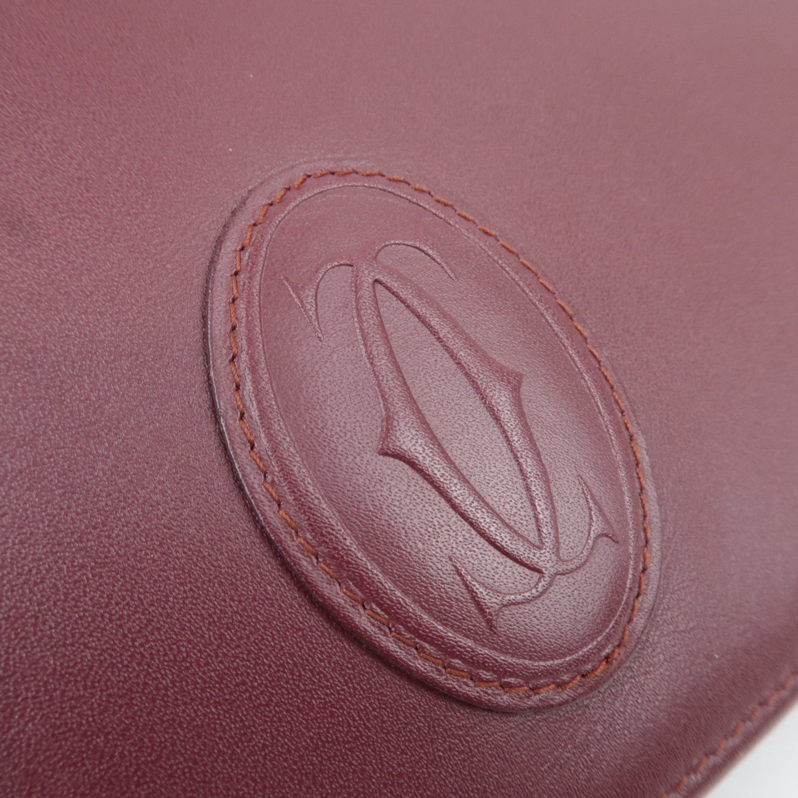 Cartier Must Line Leather Bifold Clutch Bag Bordeaux