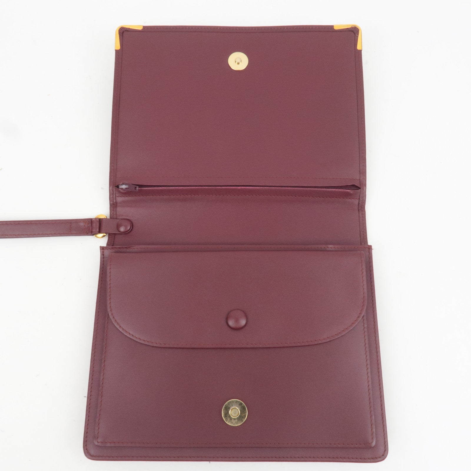Cartier Must Line Leather Bifold Clutch Bag Bordeaux