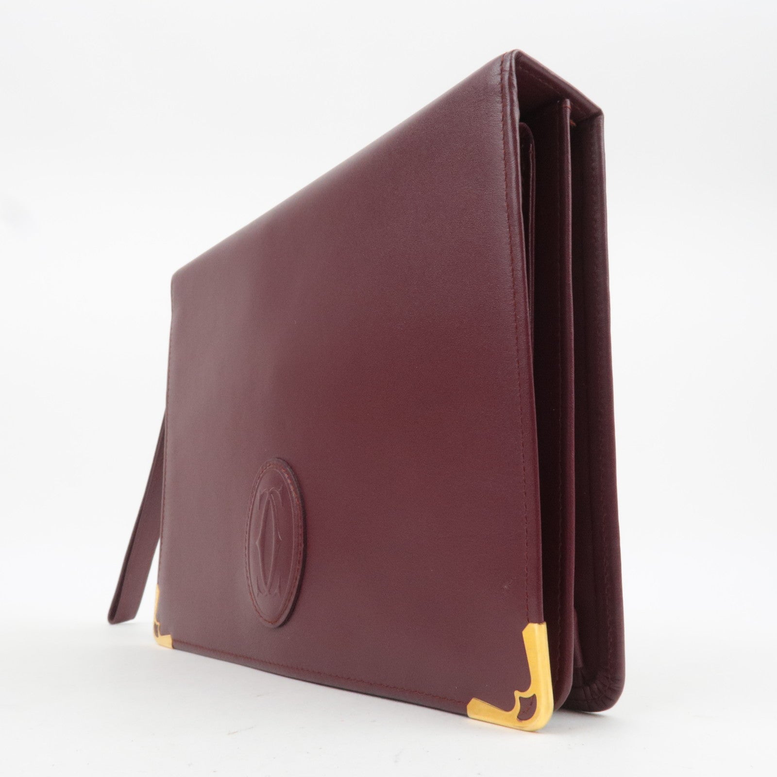 Cartier Must Line Leather Bifold Clutch Bag Bordeaux