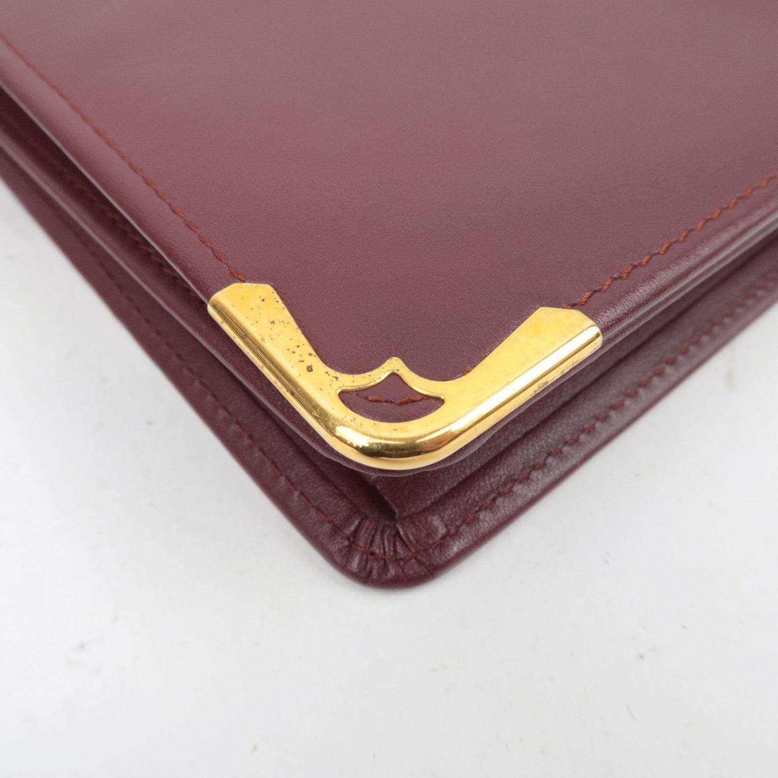 Cartier Must Line Leather Bifold Clutch Bag Bordeaux