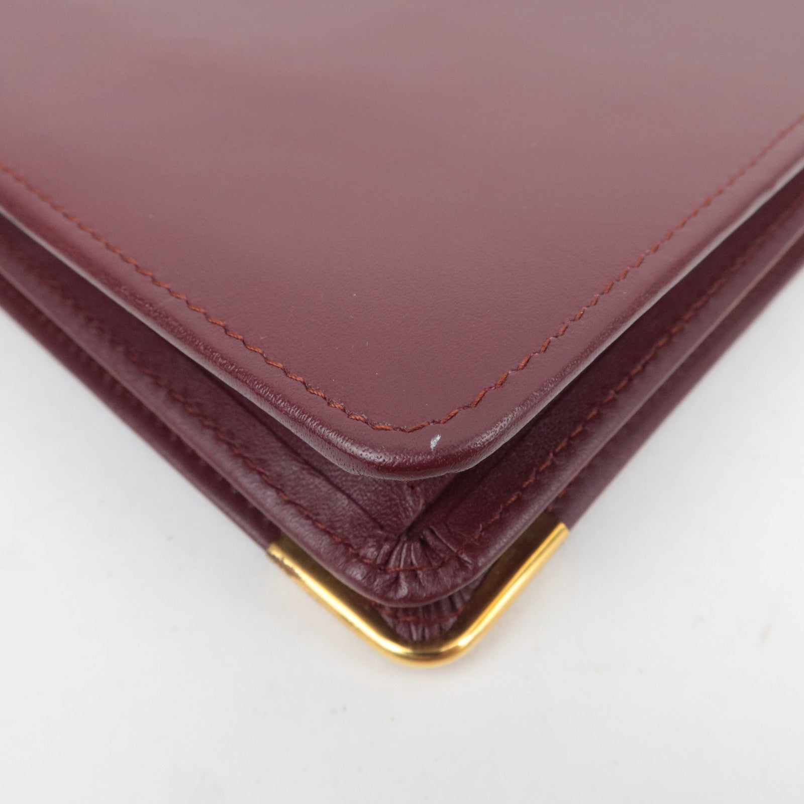 Cartier Must Line Leather Bifold Clutch Bag Bordeaux