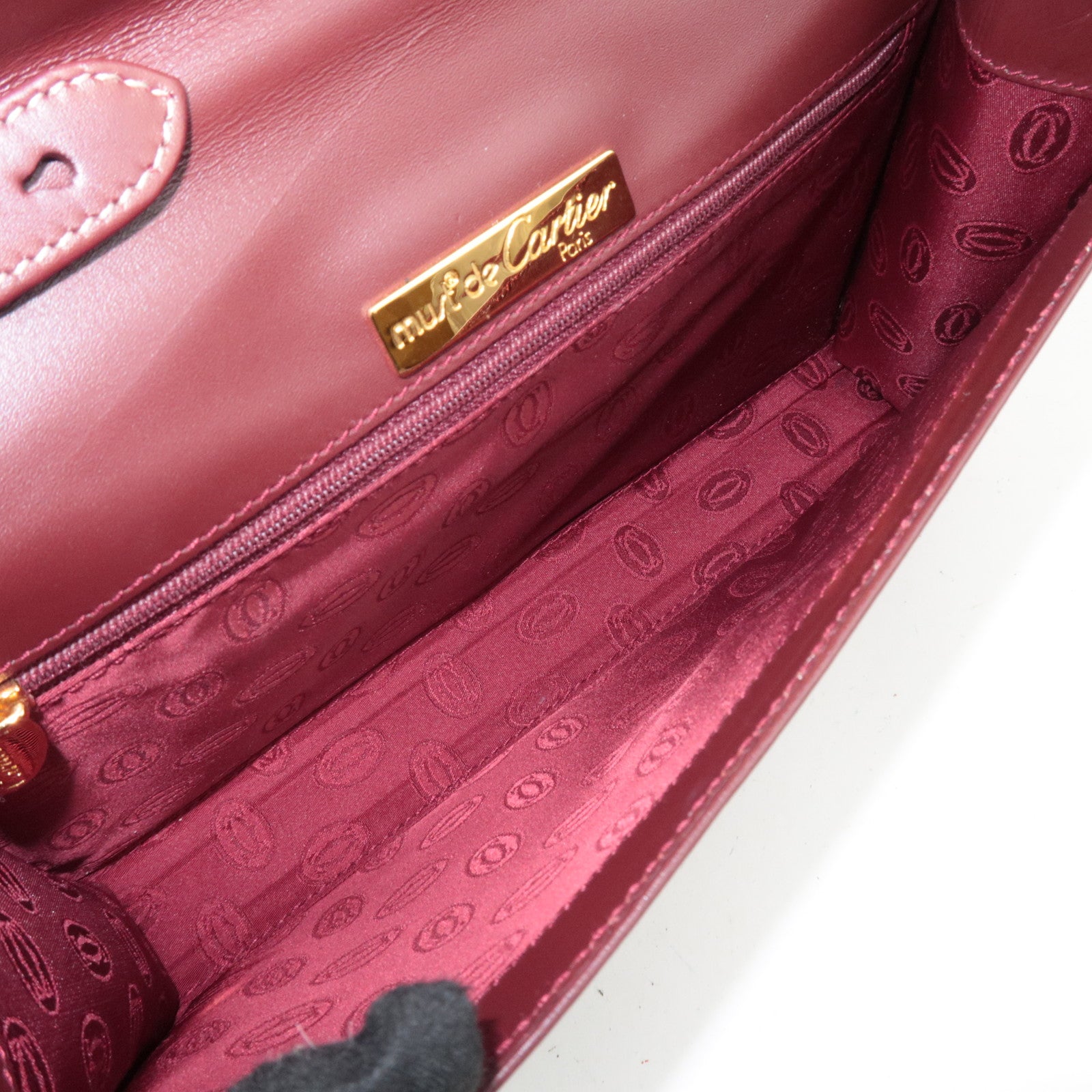 Cartier Must Line Leather Shoulder Bag Bordeaux